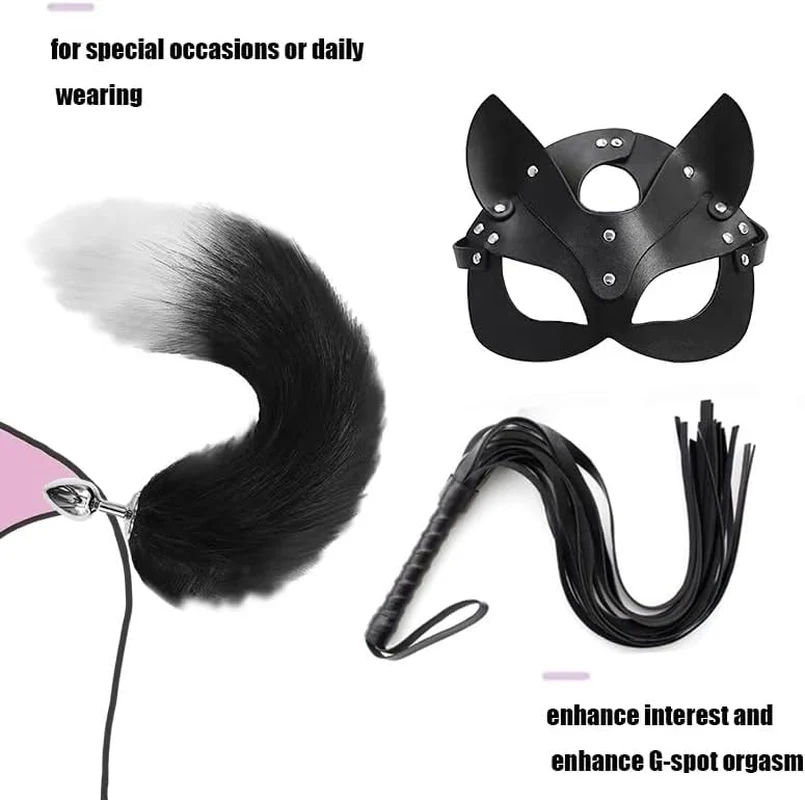 FeralFox Fox Tail Plug Mask Whip BDSM Set - Image 3