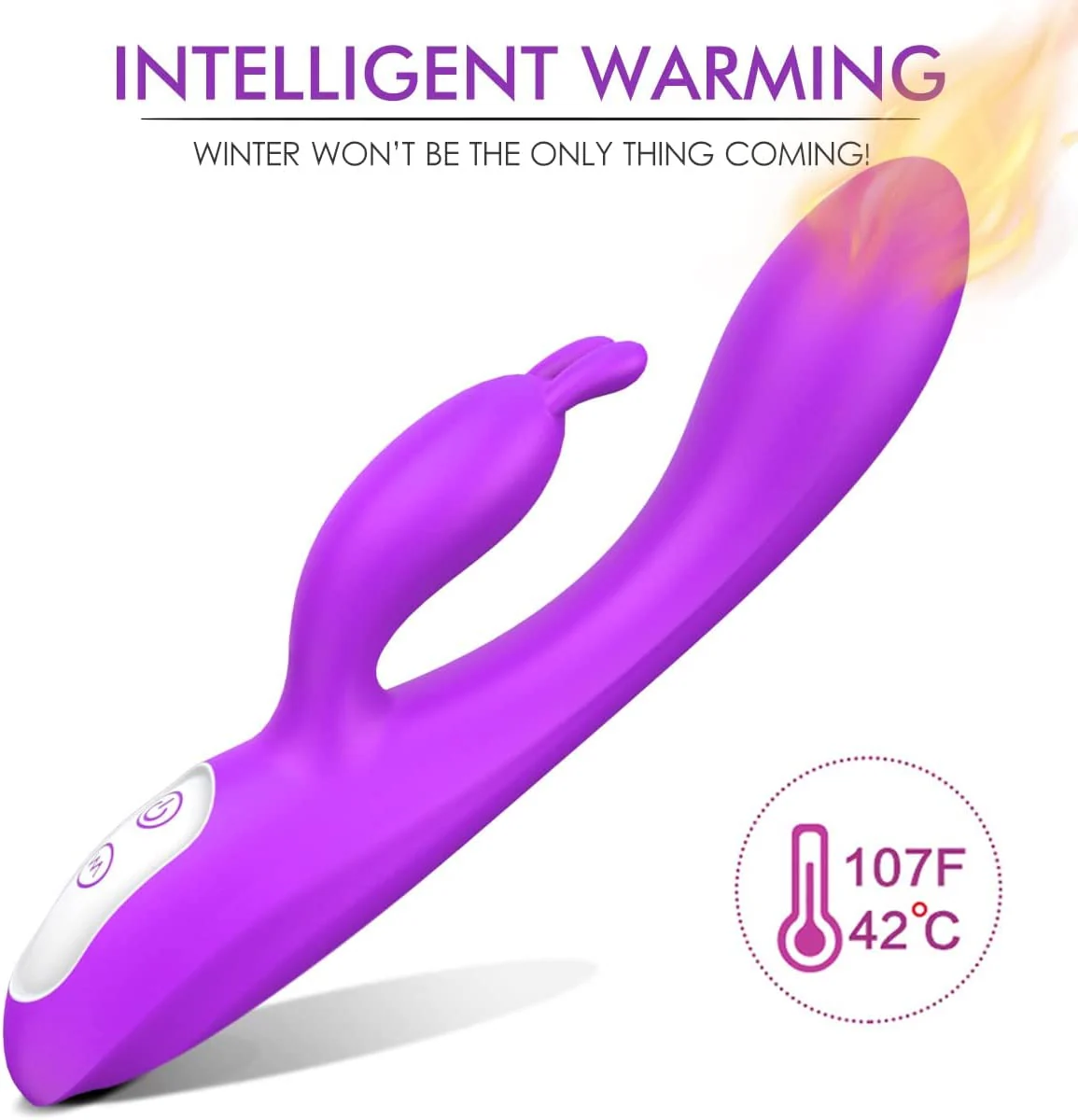 ThermaPulse Heating Rabbit Vibrator Waterproof 9 Modes Silicone - Image 3