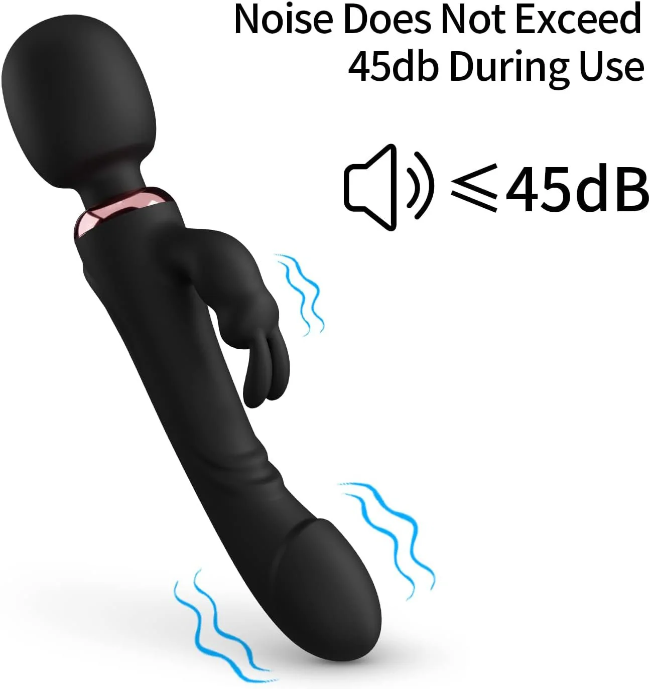 ObsidianWave Rabbit Wand Vibrator 10 Modes Waterproof Silicone - Image 4