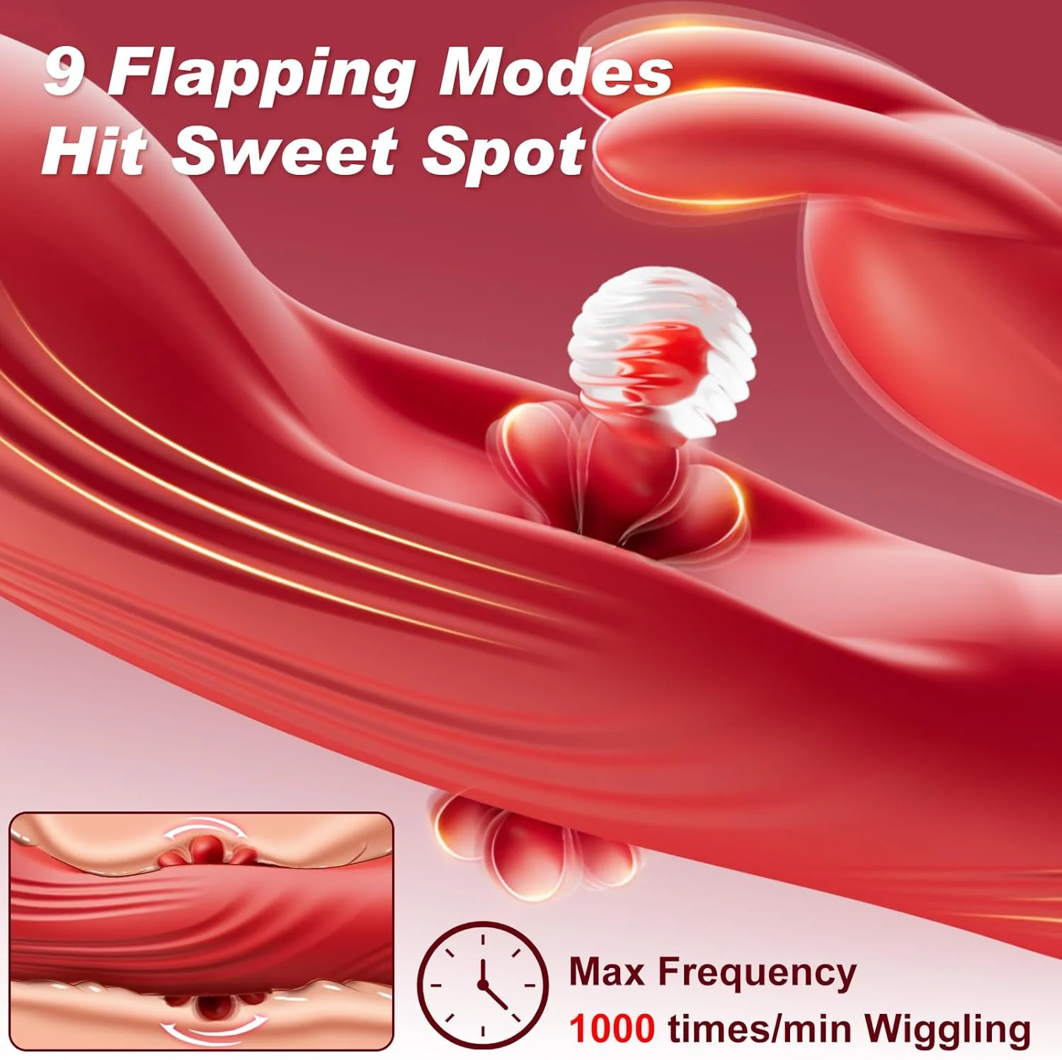TriSyncX 3-in-1 Rabbit Vibrator 9 Modes Flapping LED Display - Image 3