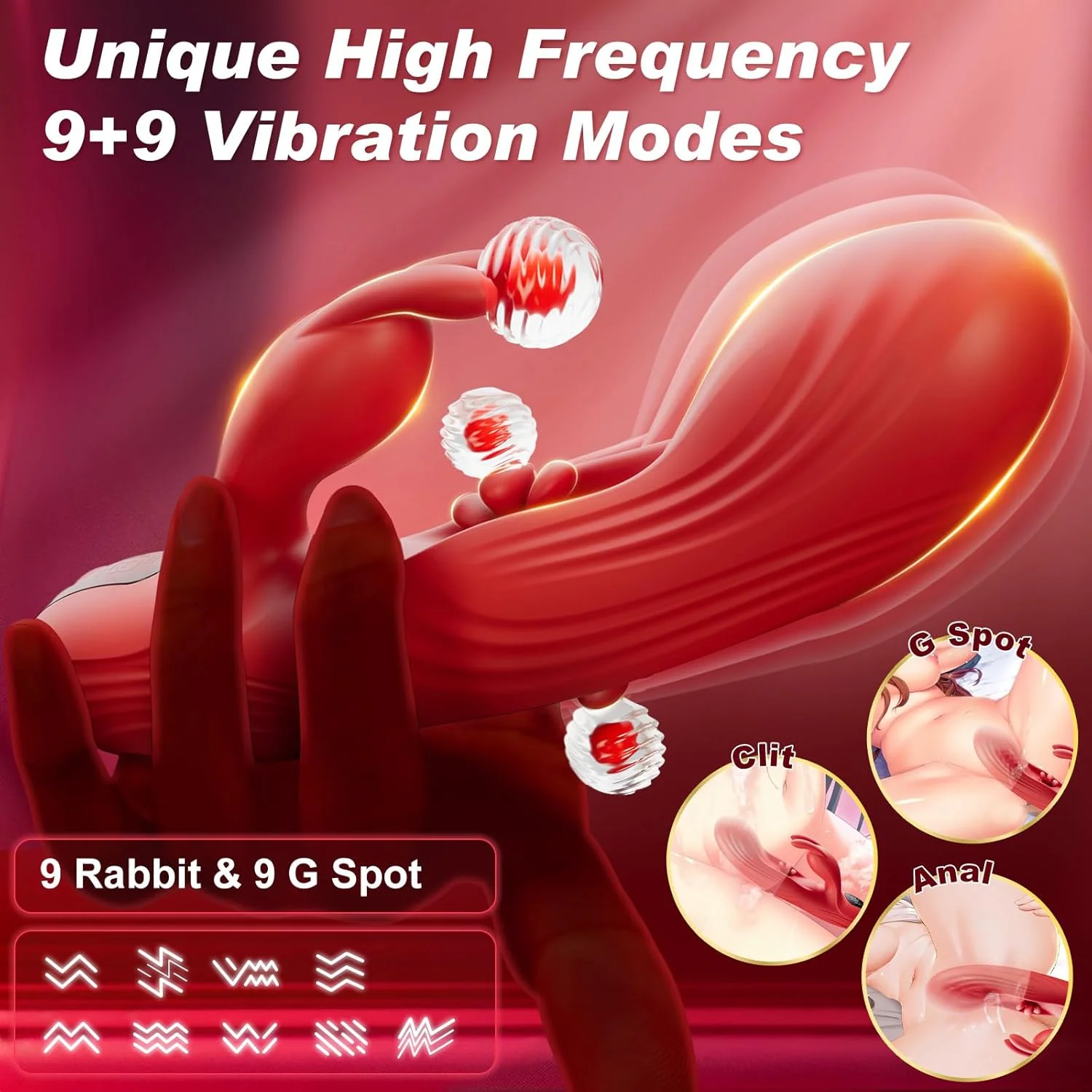 TriSyncX 3-in-1 Rabbit Vibrator 9 Modes Flapping LED Display - Image 4