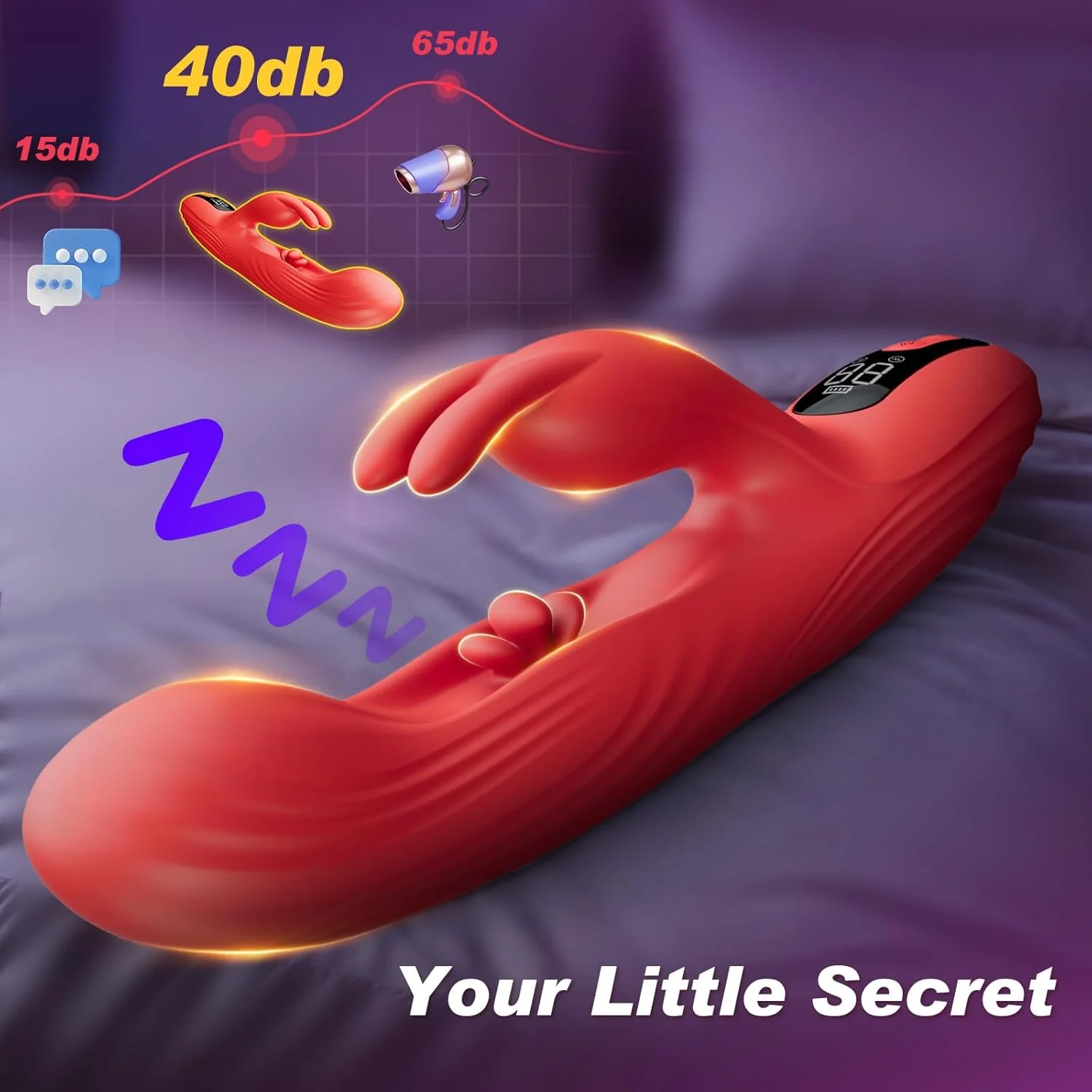 TriSyncX 3-in-1 Rabbit Vibrator 9 Modes Flapping LED Display - Image 7