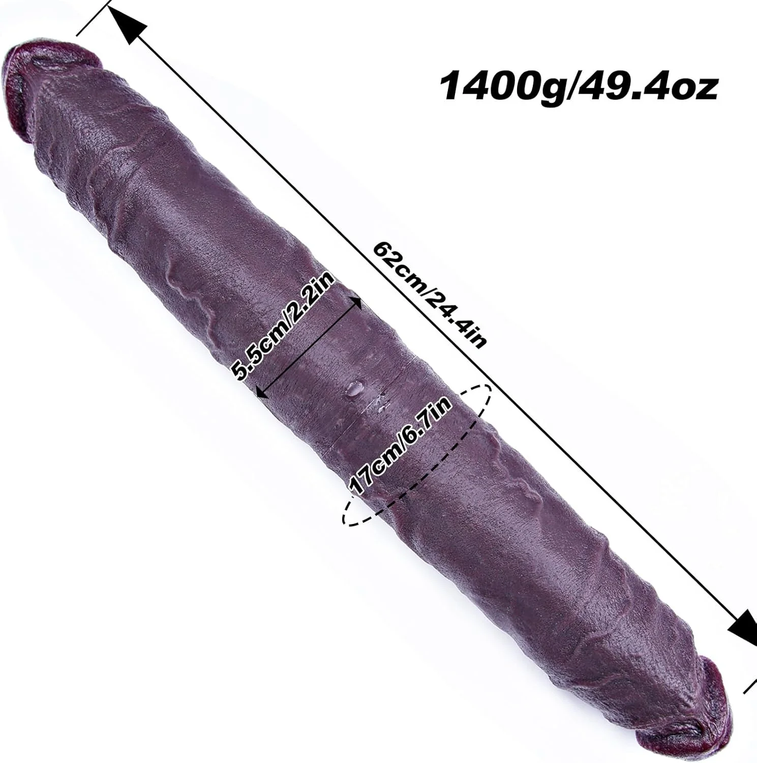 ObsidianMax 24.4” XXL Double-Ended Ebony Dildo Thick Silicone Toy - Image 7