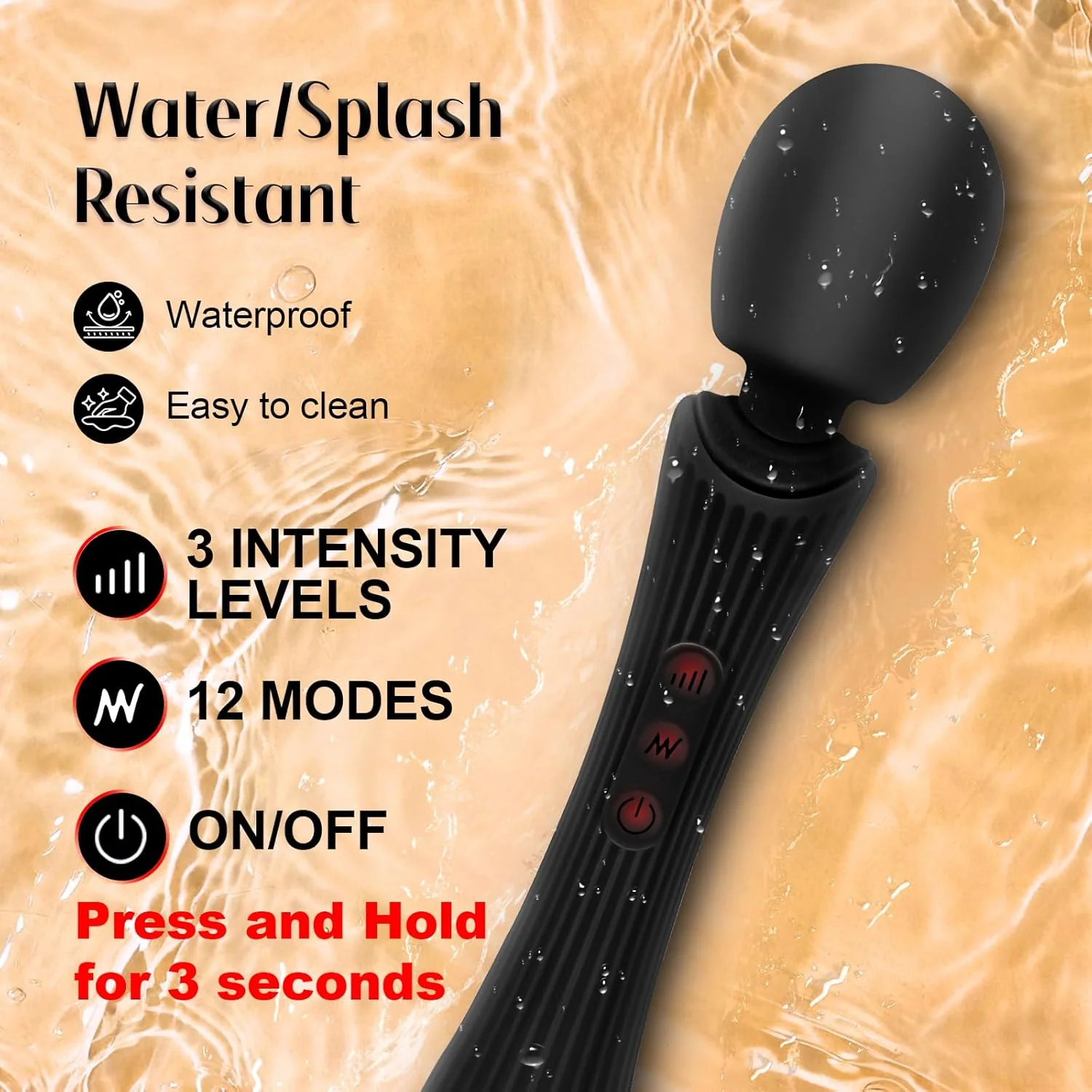 ShadowPulse Compact Wand Vibrator 12 Modes Waterproof - Image 2