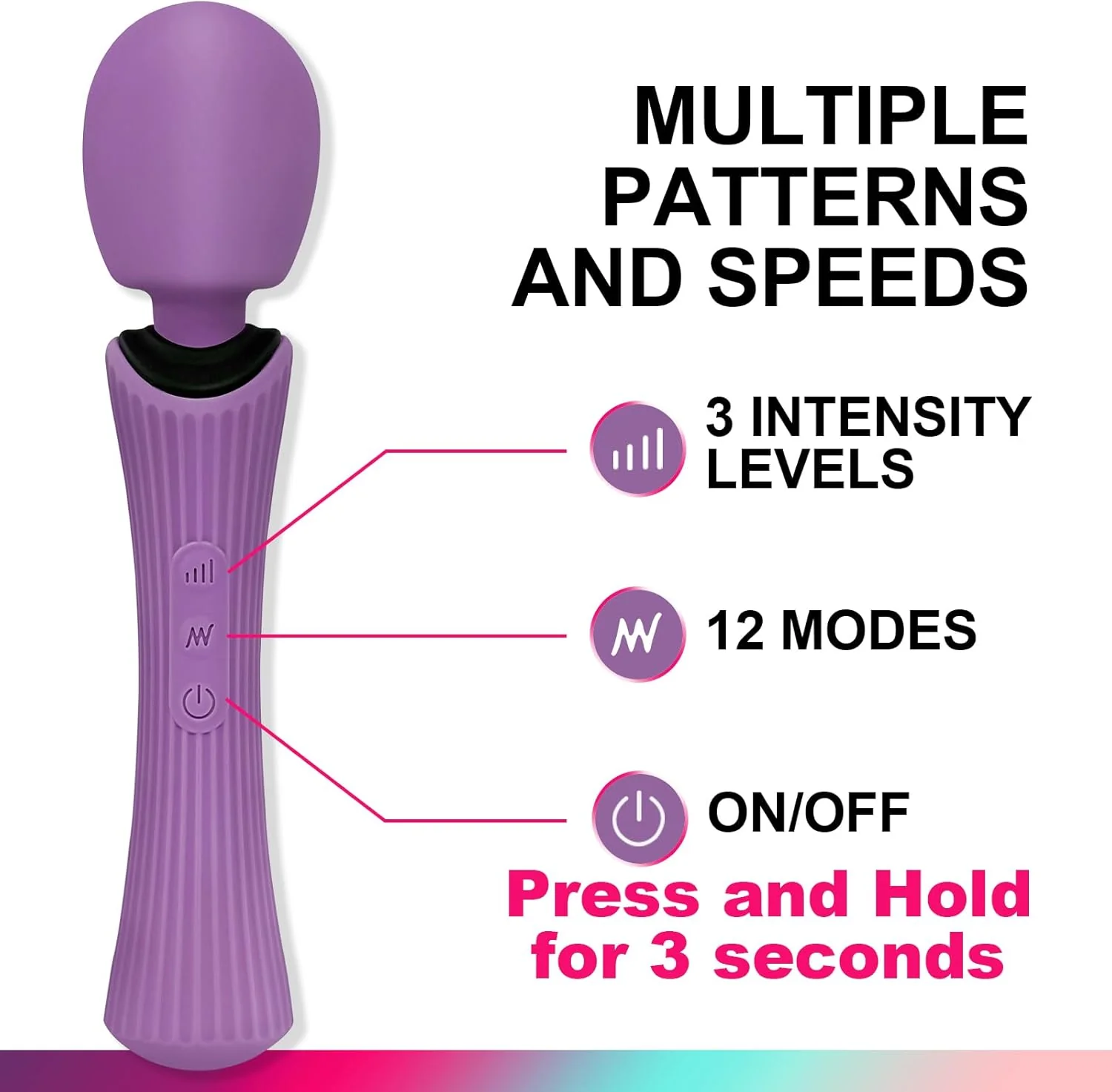 VeloraPulse Rechargeable Wand Vibrator 12 Modes Waterproof - Image 2
