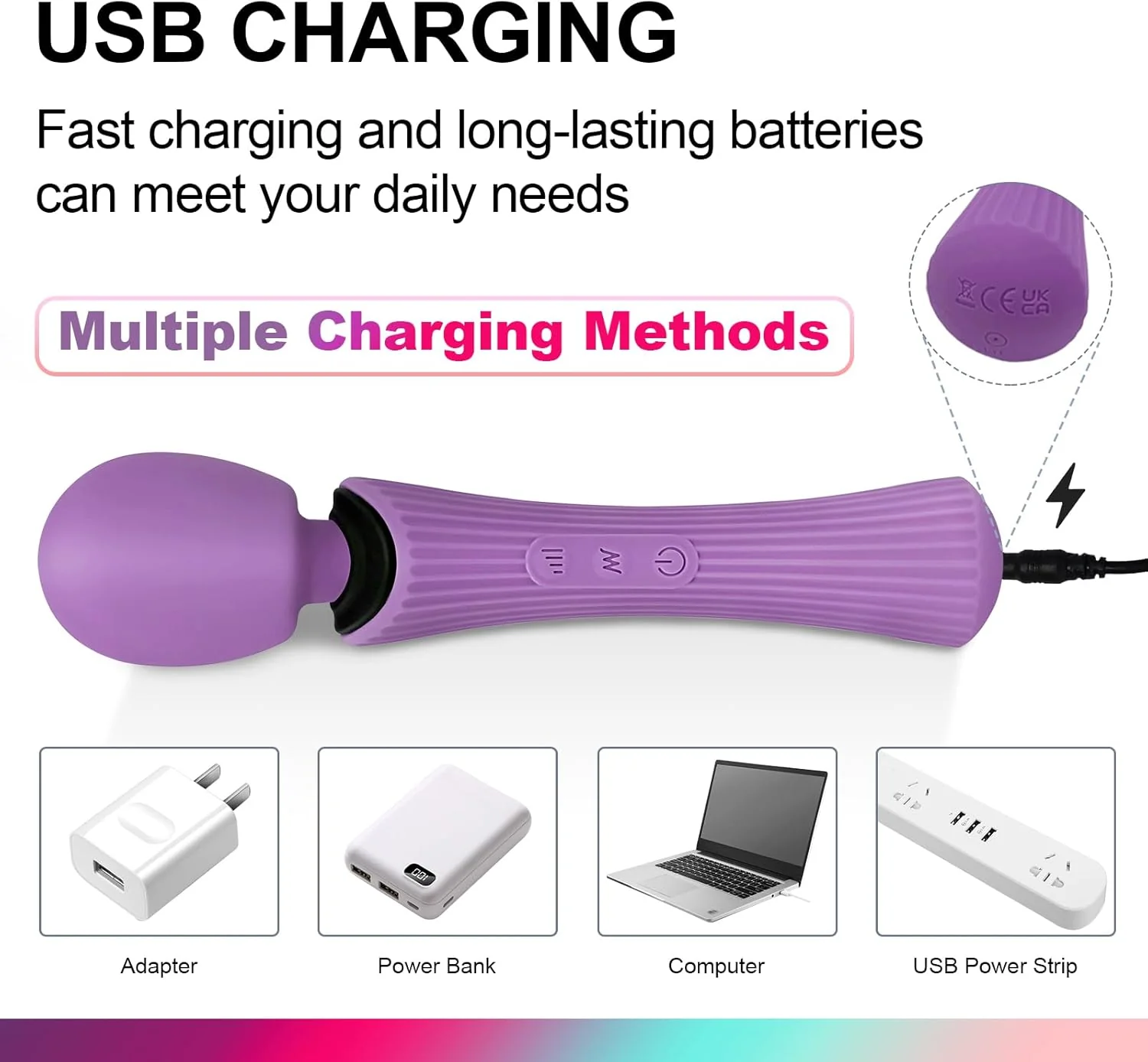 VeloraPulse Rechargeable Wand Vibrator 12 Modes Waterproof - Image 7