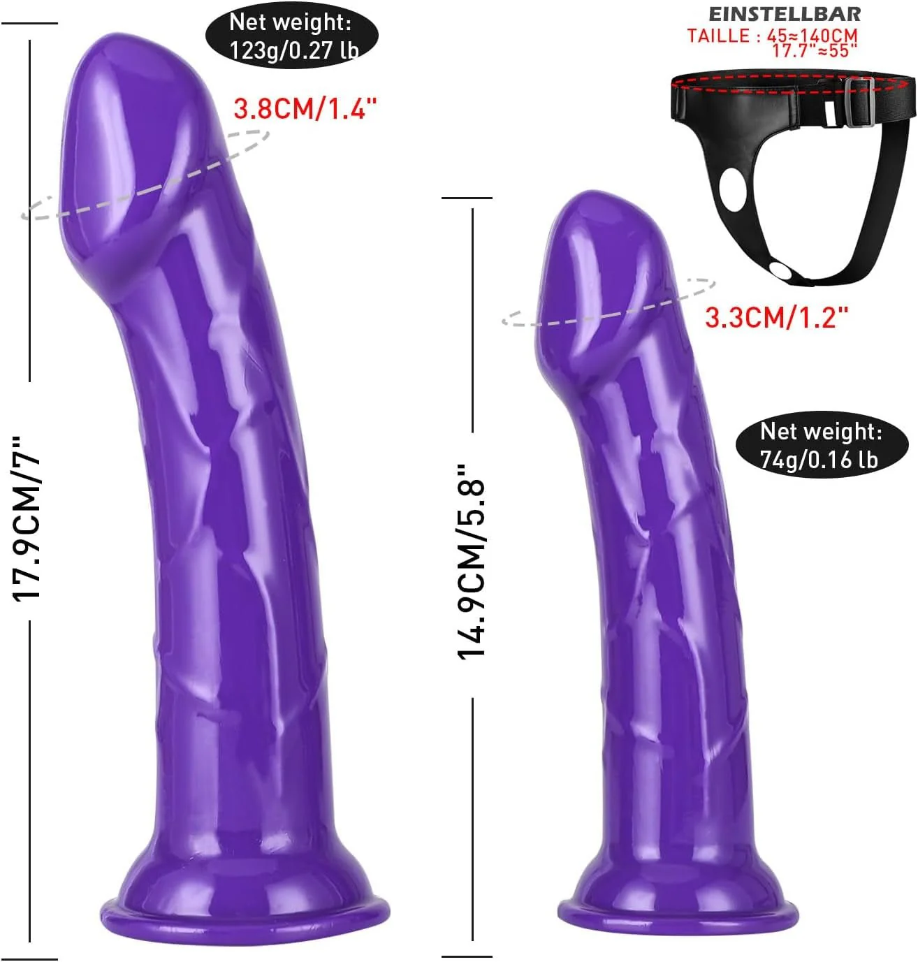 AmoraX Double Strap-On Dildo Harness Purple - Image 3