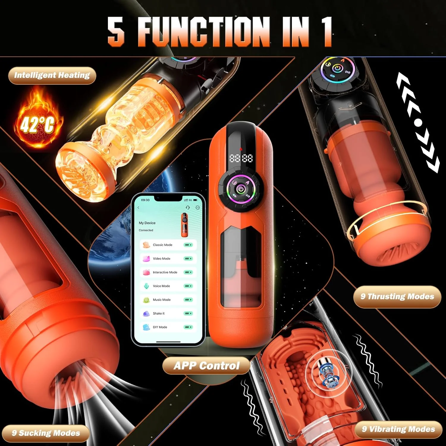 ThermaFlux Heating AI Male Masturbator App Control 5-in-1 - Image 3
