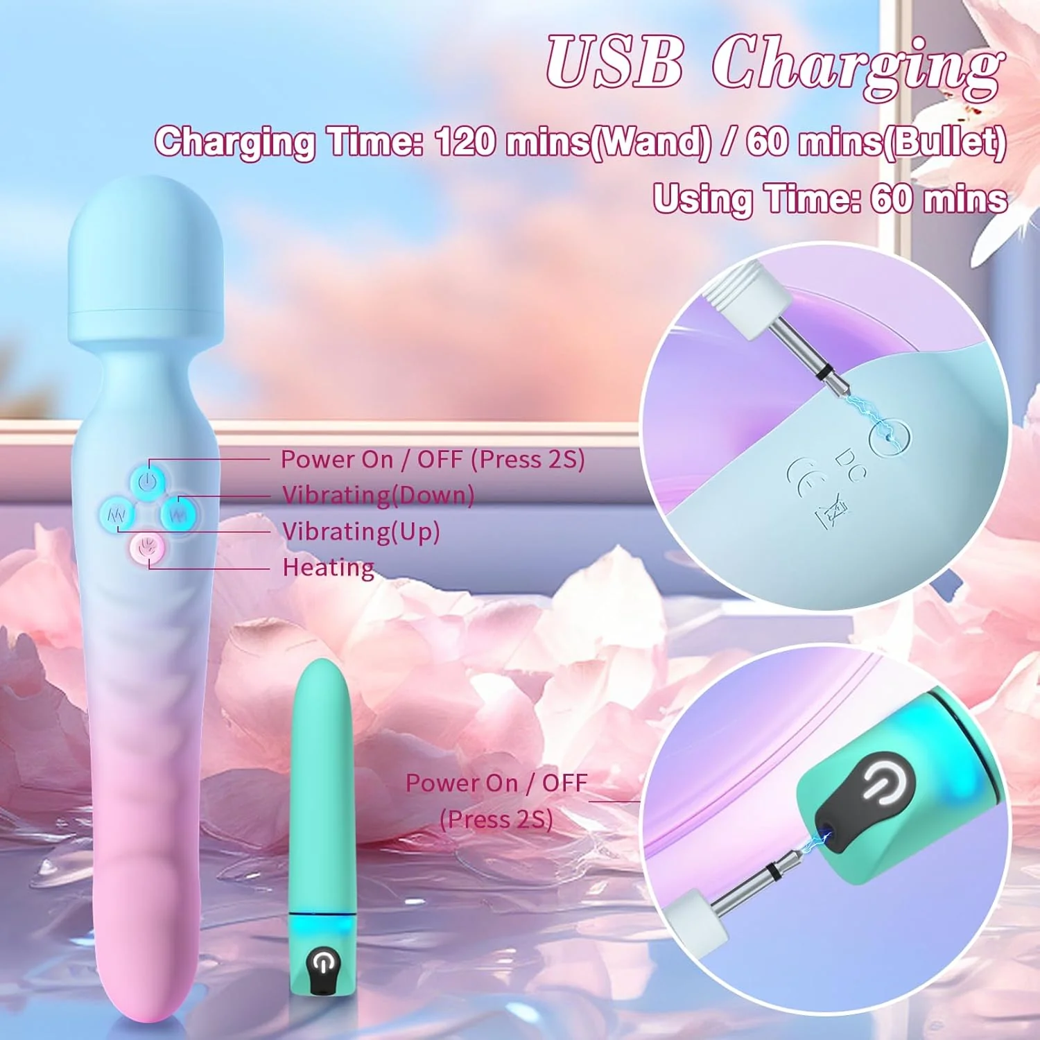 HeatTremor Clitoral Stimulator Wand & Bullet Vibrator Set - Image 5