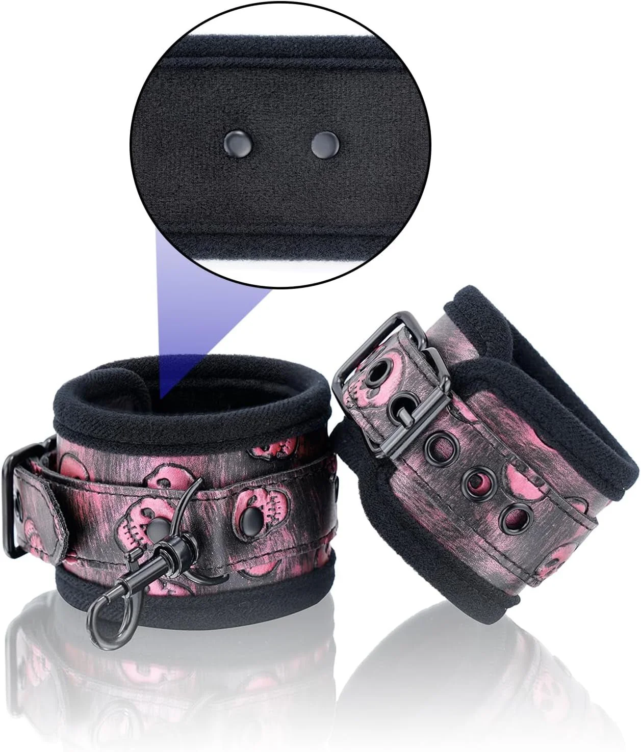 SkullFury Pink Skull Spreader Bar with Furry Straps - Image 5