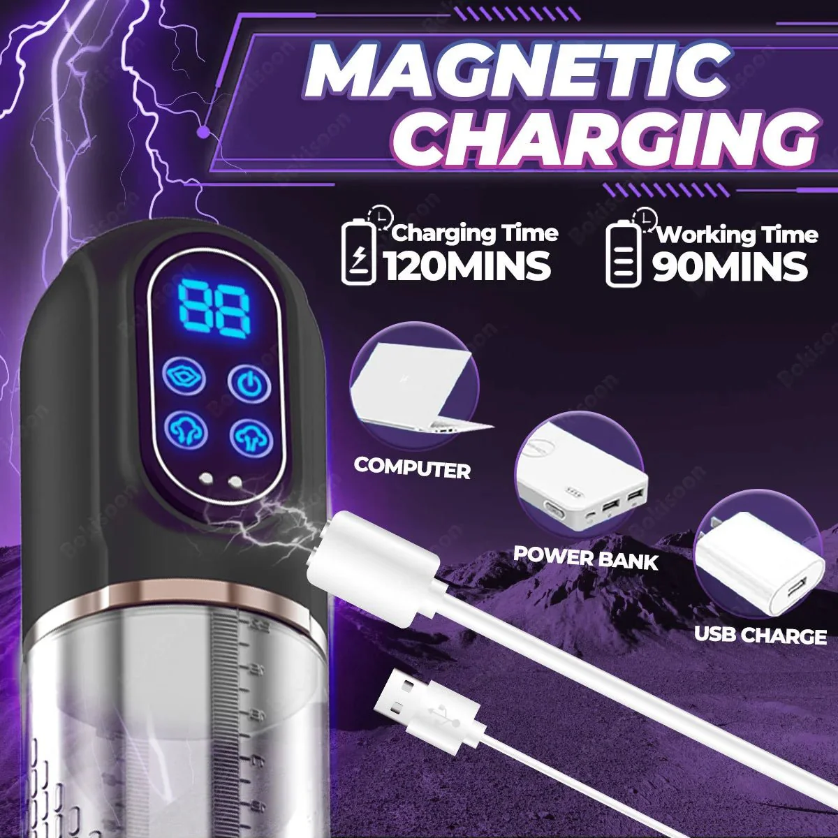 HydroForce IPX7 Waterproof Electric Penis Pump - Image 6