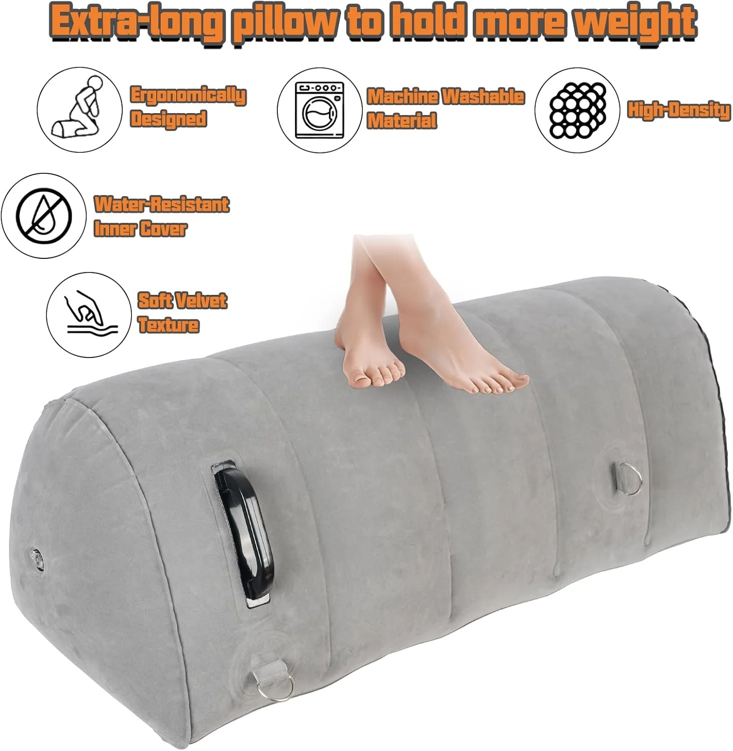 GripBond Inflatable BDSM Long Pillow with 4 Cuffs - Image 6