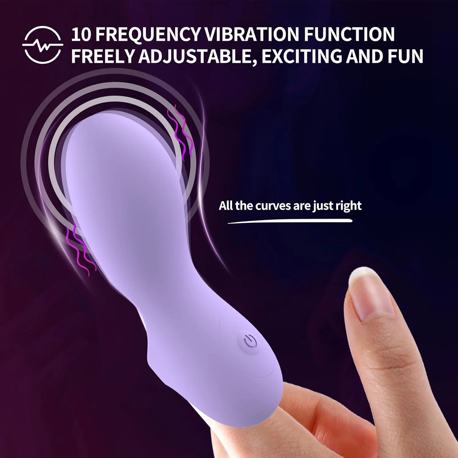 VeloraCurve Finger Vibrator 10 Modes Waterproof Quiet Purple - Image 2