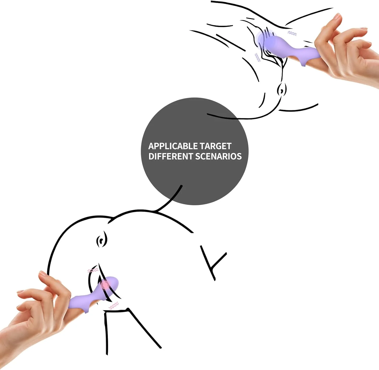 VeloraCurve Finger Vibrator 10 Modes Waterproof Quiet Purple - Image 3