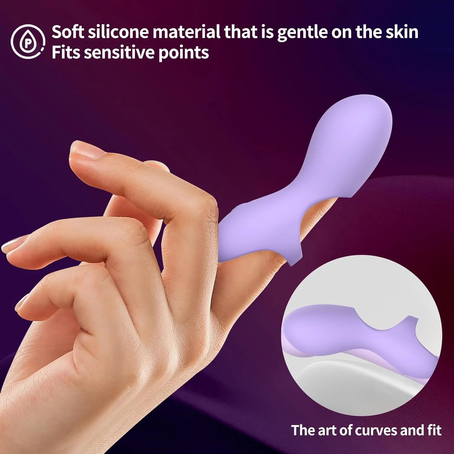 VeloraCurve Finger Vibrator 10 Modes Waterproof Quiet Purple - Image 4