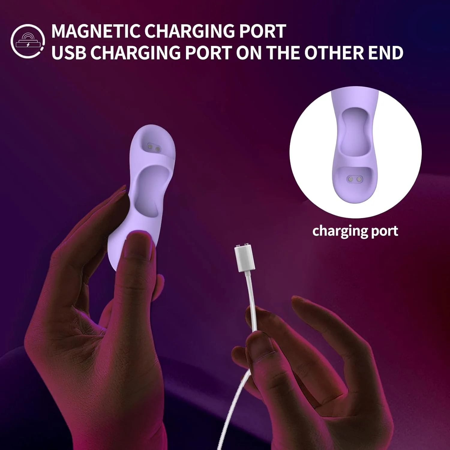 VeloraCurve Finger Vibrator 10 Modes Waterproof Quiet Purple - Image 5