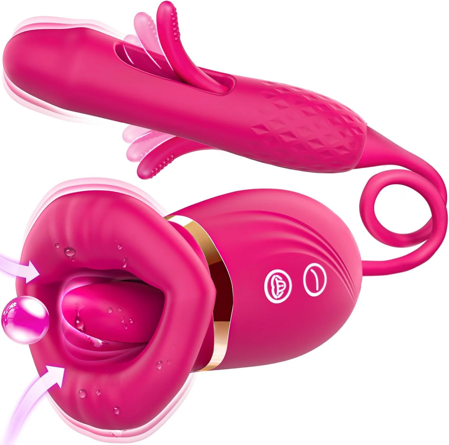 KissWave Rose Tongue Vibrator Flapping Suction 10 Modes