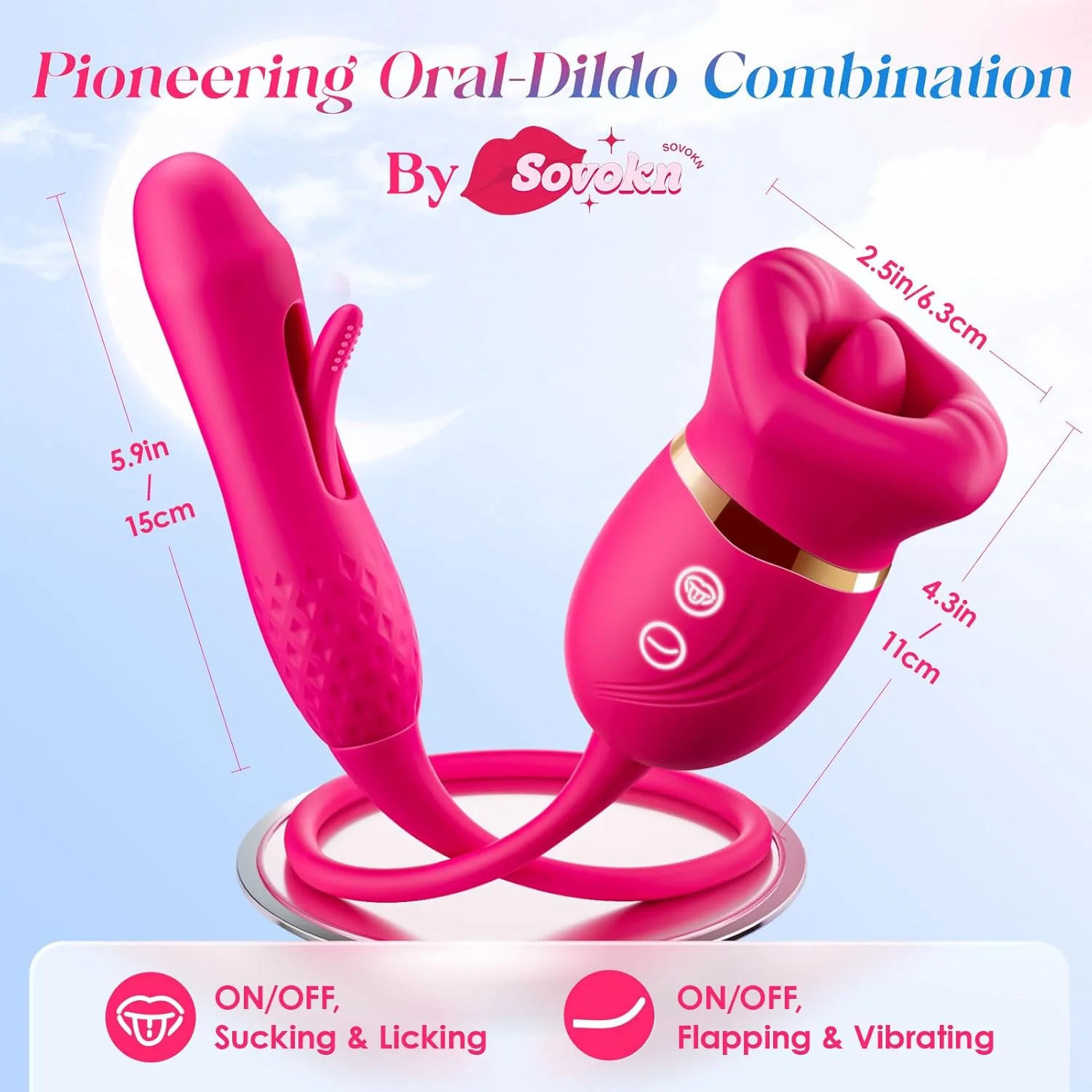 KissWave Rose Tongue Vibrator Flapping Suction 10 Modes - Image 4
