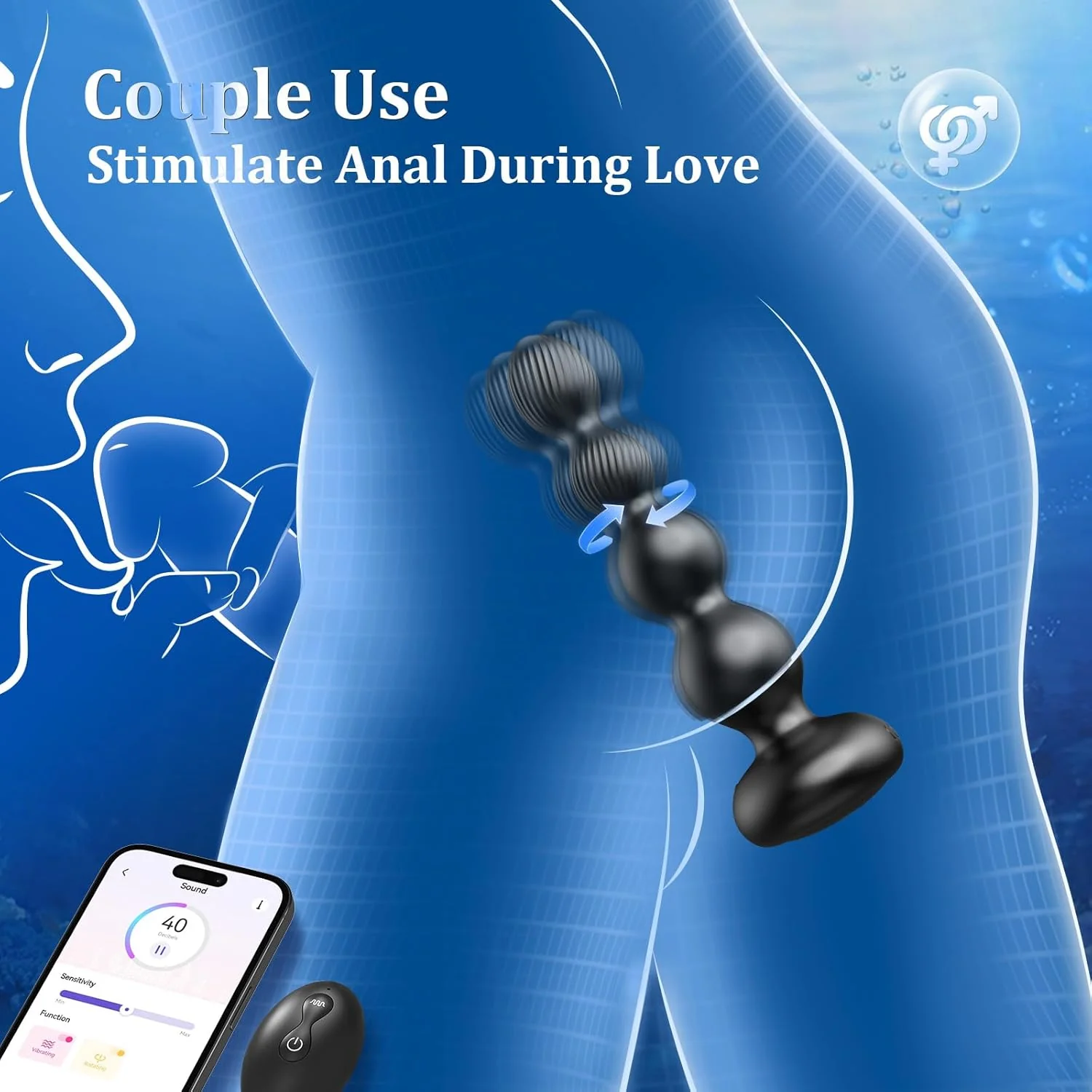 LumeWhisper Rotating Vibrating Anal Beads Wand - Image 7