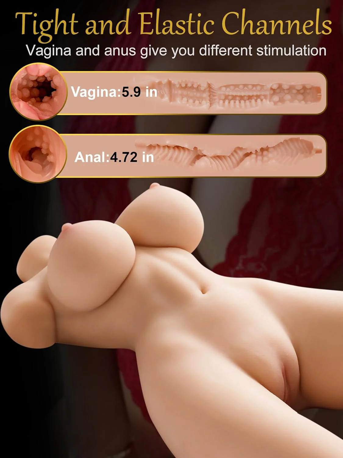 LustDiva 3-in-1 Realistic Sex Doll Torso with Vaginal, Anal & Breast Play - Image 2