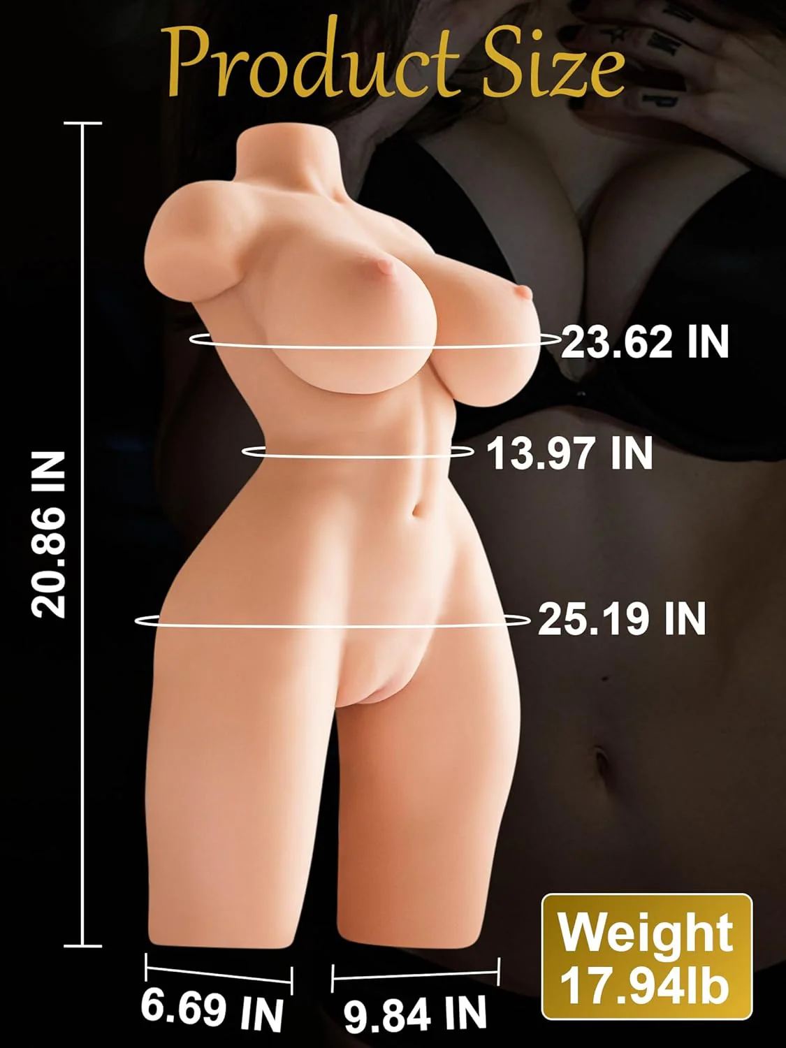 LustDiva 3-in-1 Realistic Sex Doll Torso with Vaginal, Anal & Breast Play - Image 4