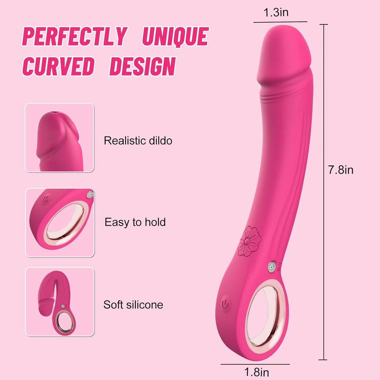 LuxePeak Ergonomic Ring Handle Dildo Vibrator - Image 3