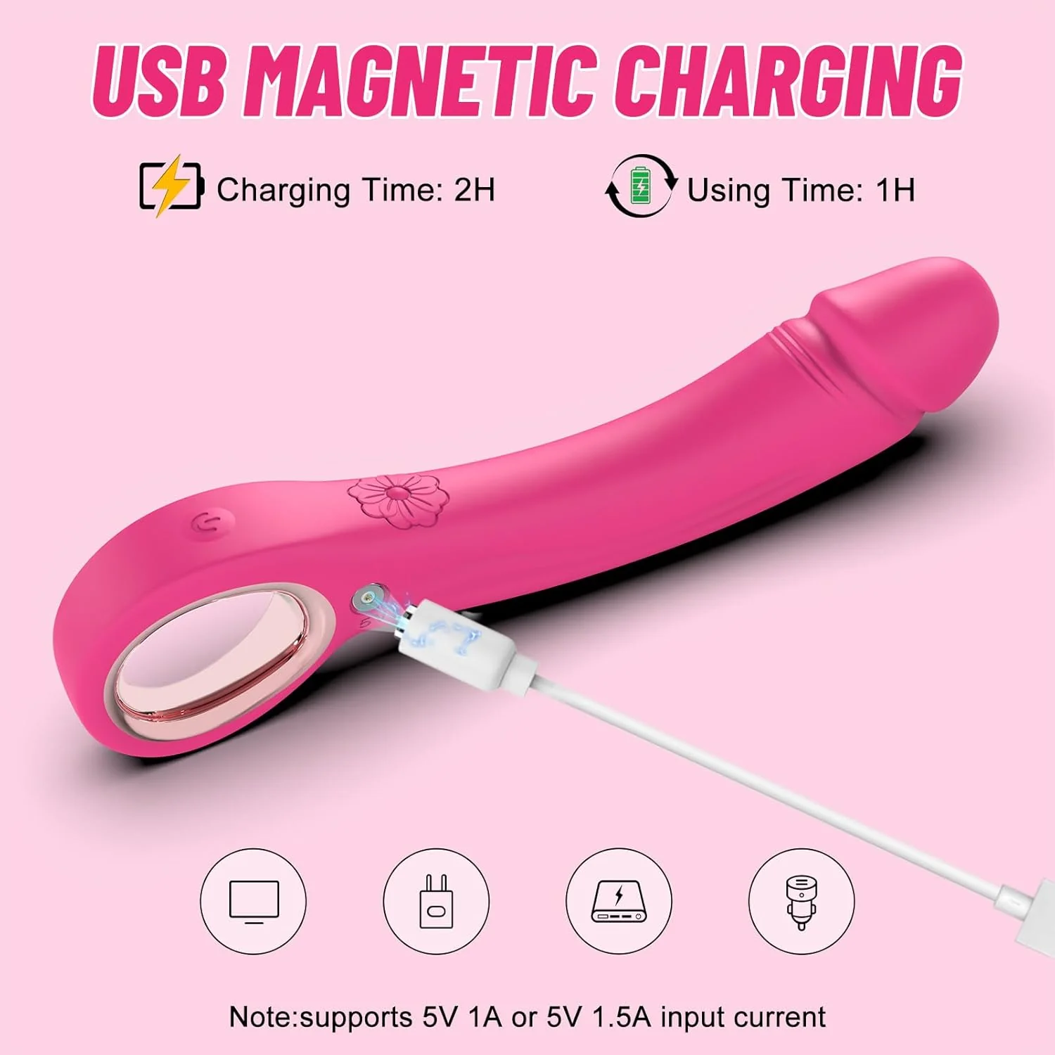 LuxePeak Ergonomic Ring Handle Dildo Vibrator - Image 4