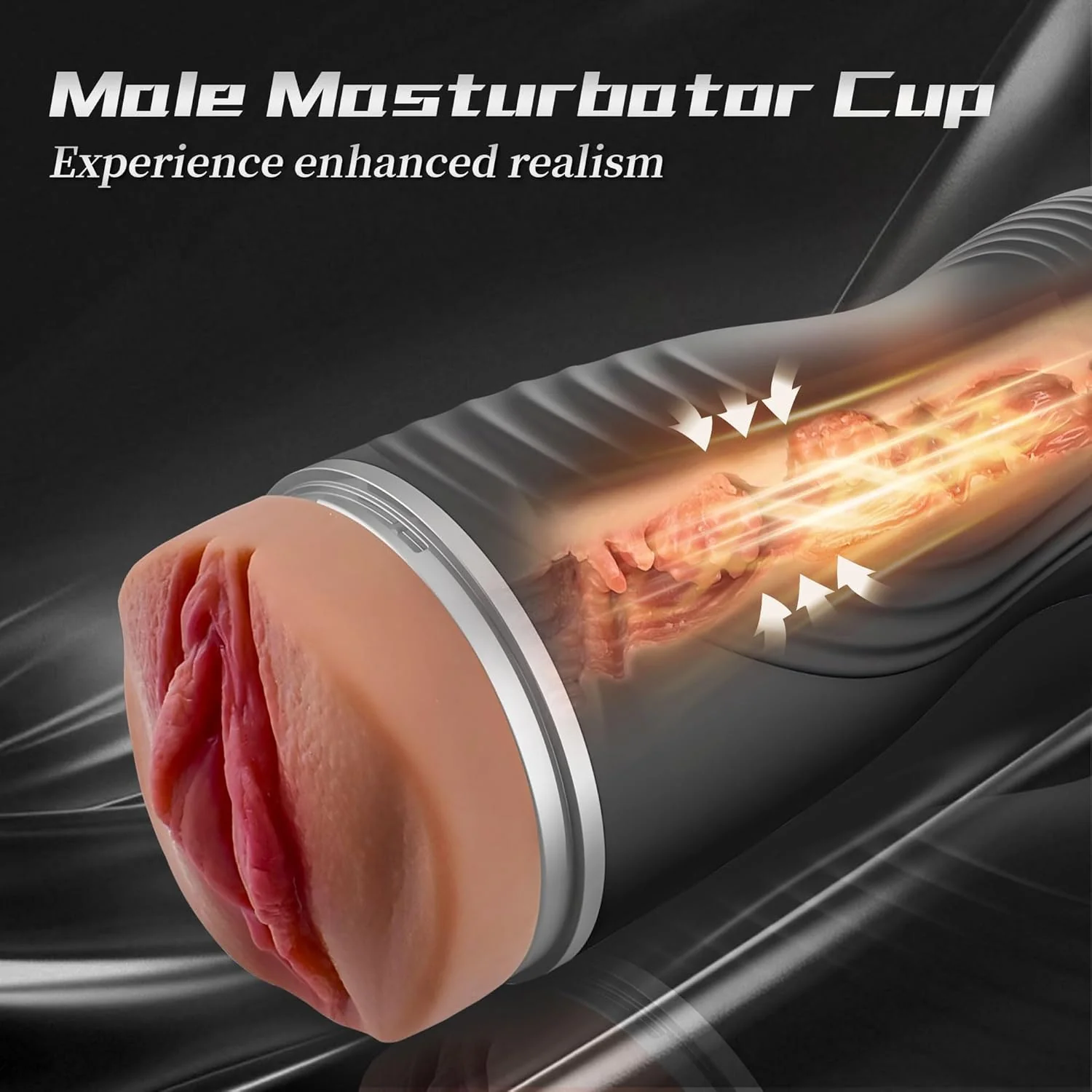DeepLuxe 8.5" Realistic Pocket Pussy Male Masturbator Cup - Image 2