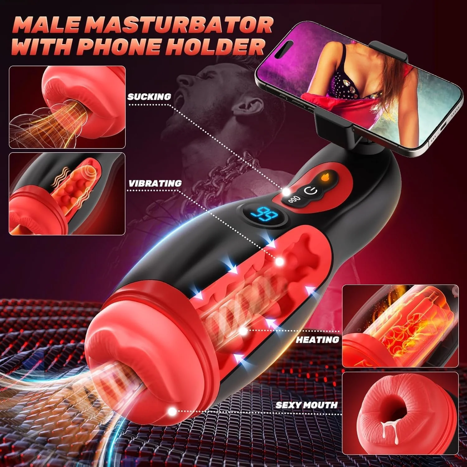 DockSync APP Male Suction Masturbator with Heating & Phone Holder - Image 4