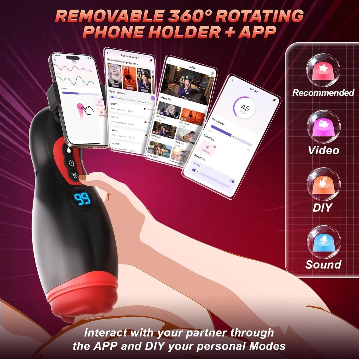 DockSync APP Male Suction Masturbator with Heating & Phone Holder - Image 6