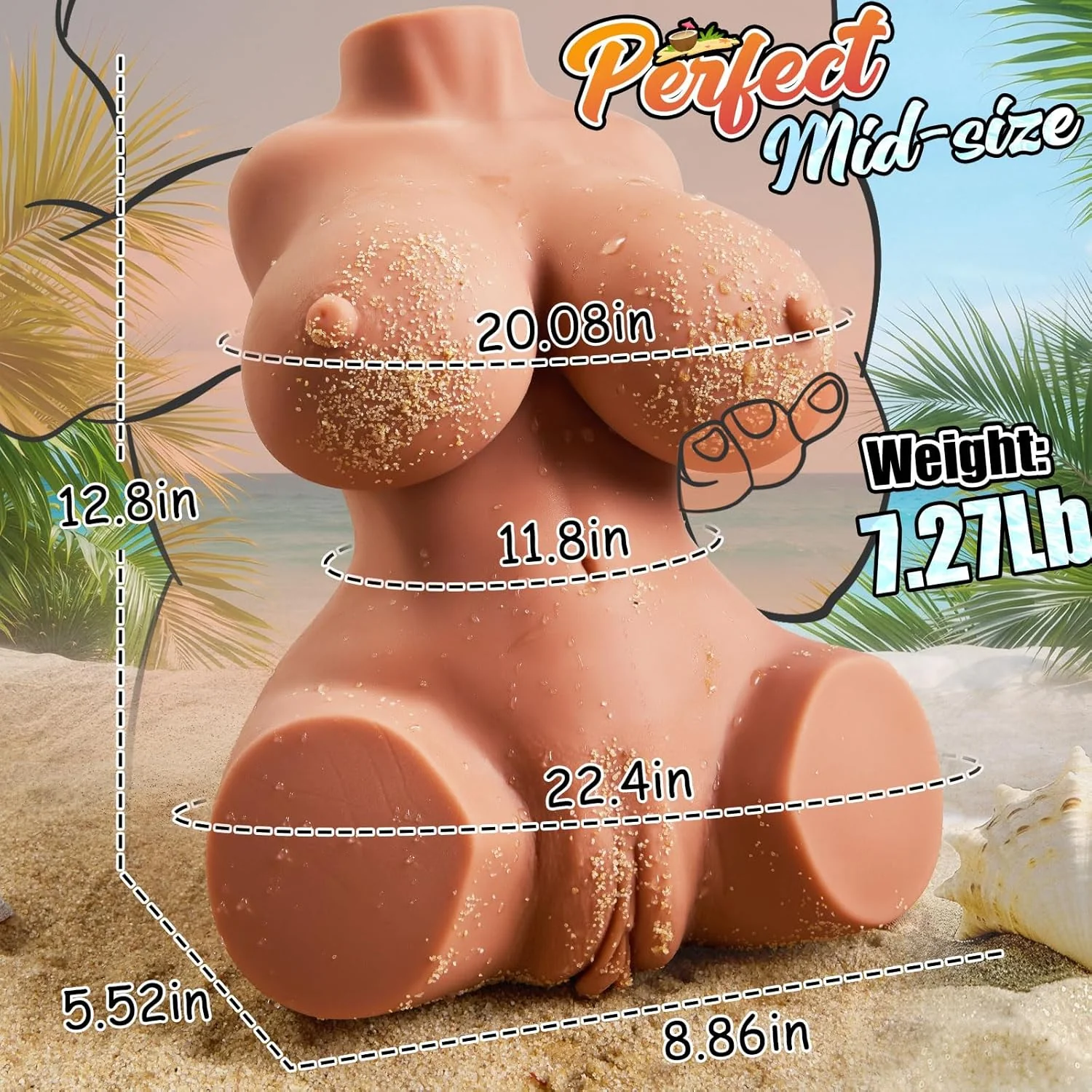 BronzeMuse Brown Sex Doll Torso Dual Channel 7.2LB - Image 6