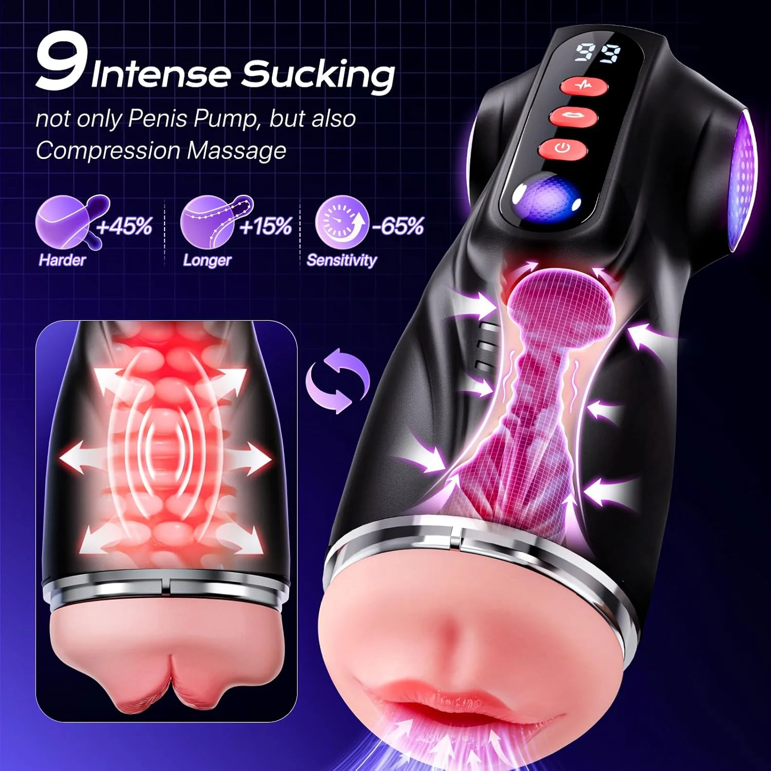 LumiSync AI Sync Pocket Pussy 3 Sleeves App Control Stroker - Image 3