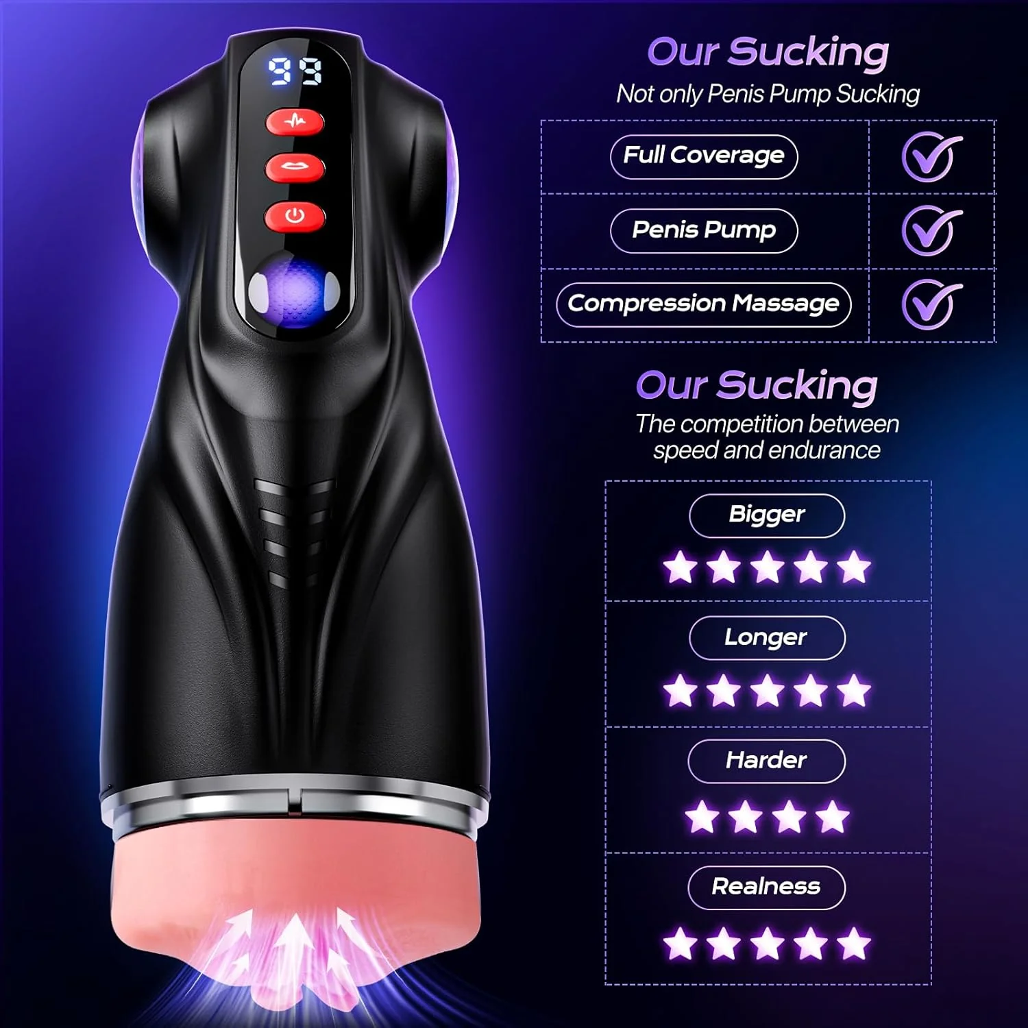 LumiSync AI Sync Pocket Pussy 3 Sleeves App Control Stroker - Image 9