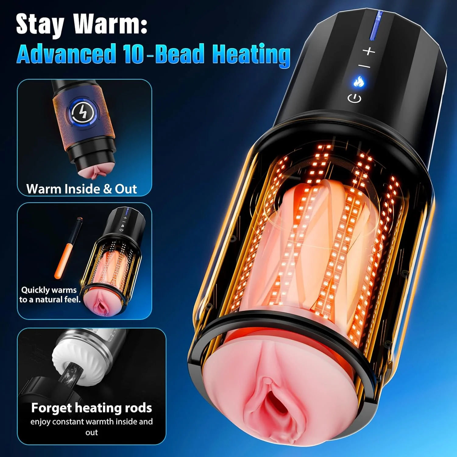 SynchroHeat AI App Thrusting Heated Pocket Pussy Stroker - Image 8