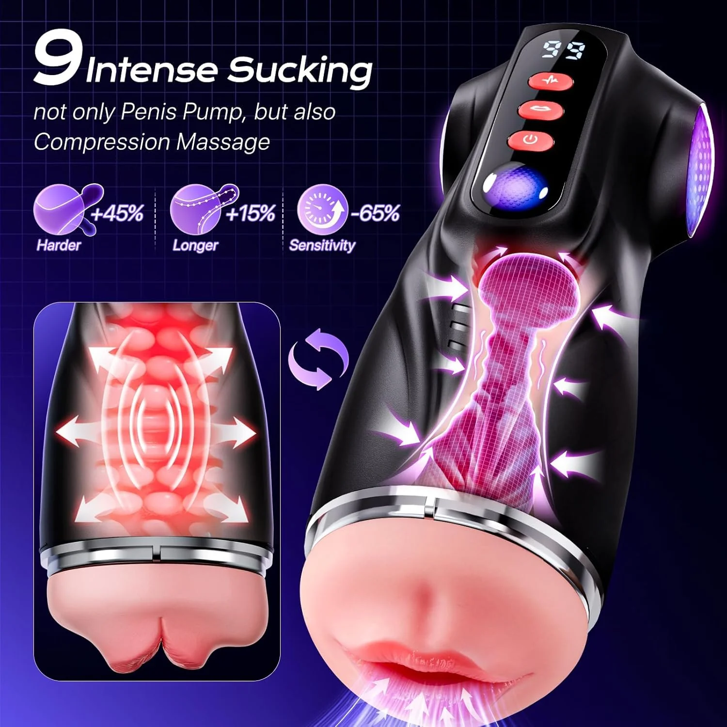 PrismSync AI Sync Pocket Pussy 3 Sleeves 9 Suction 9 Vibration - Image 3