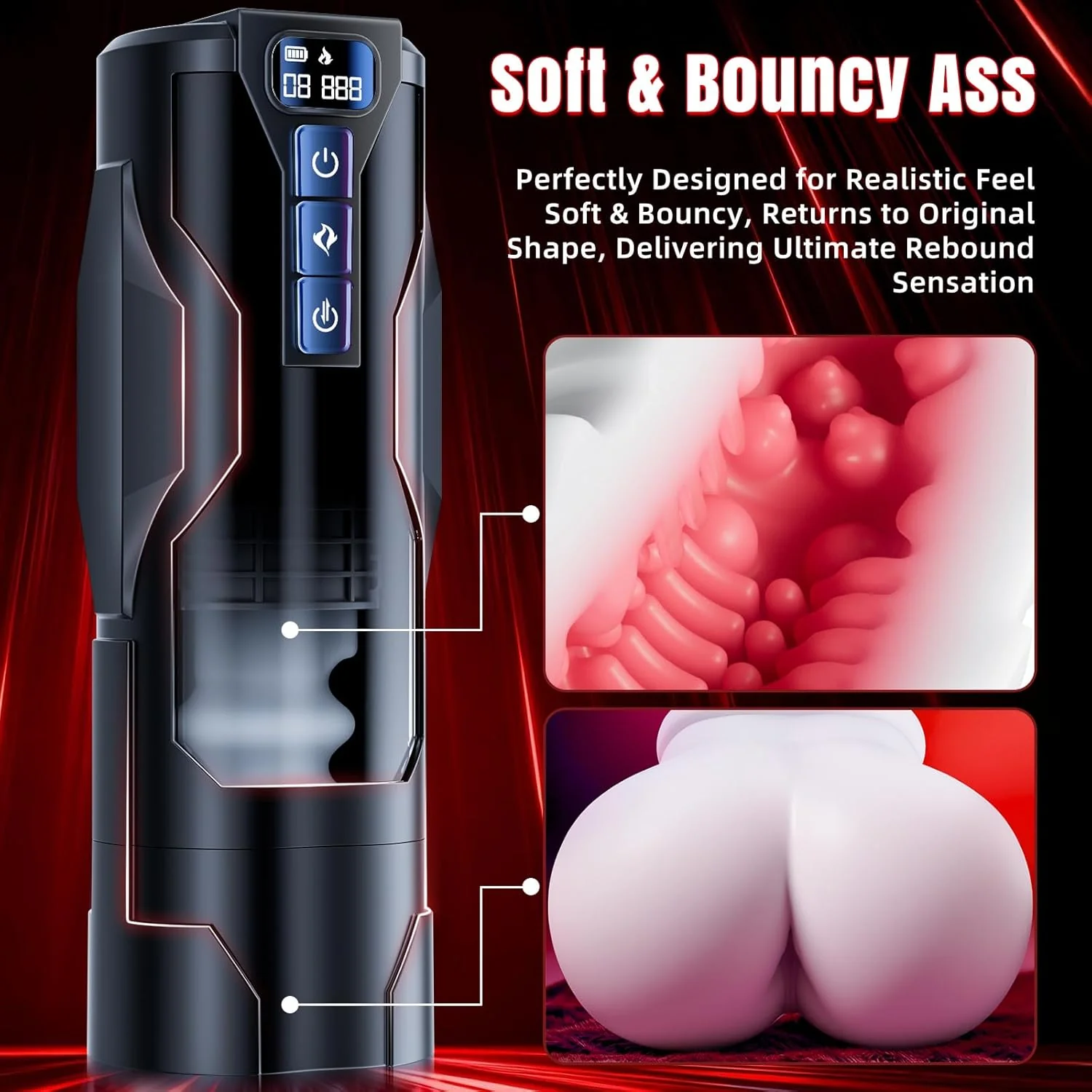 BootyForge Automatic Heated Pocket Pussy Thrusting Male Masturbator - Image 3
