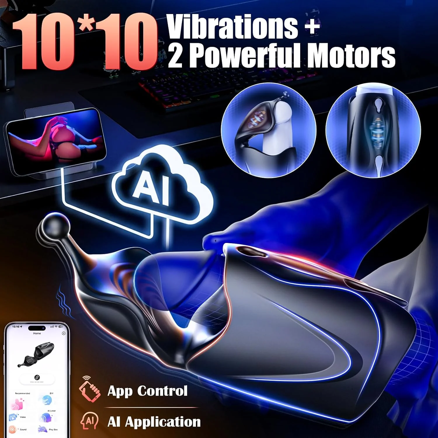 OpenFlex AI App Male Stroker 2 Motors 10x10 Trainer - Image 3