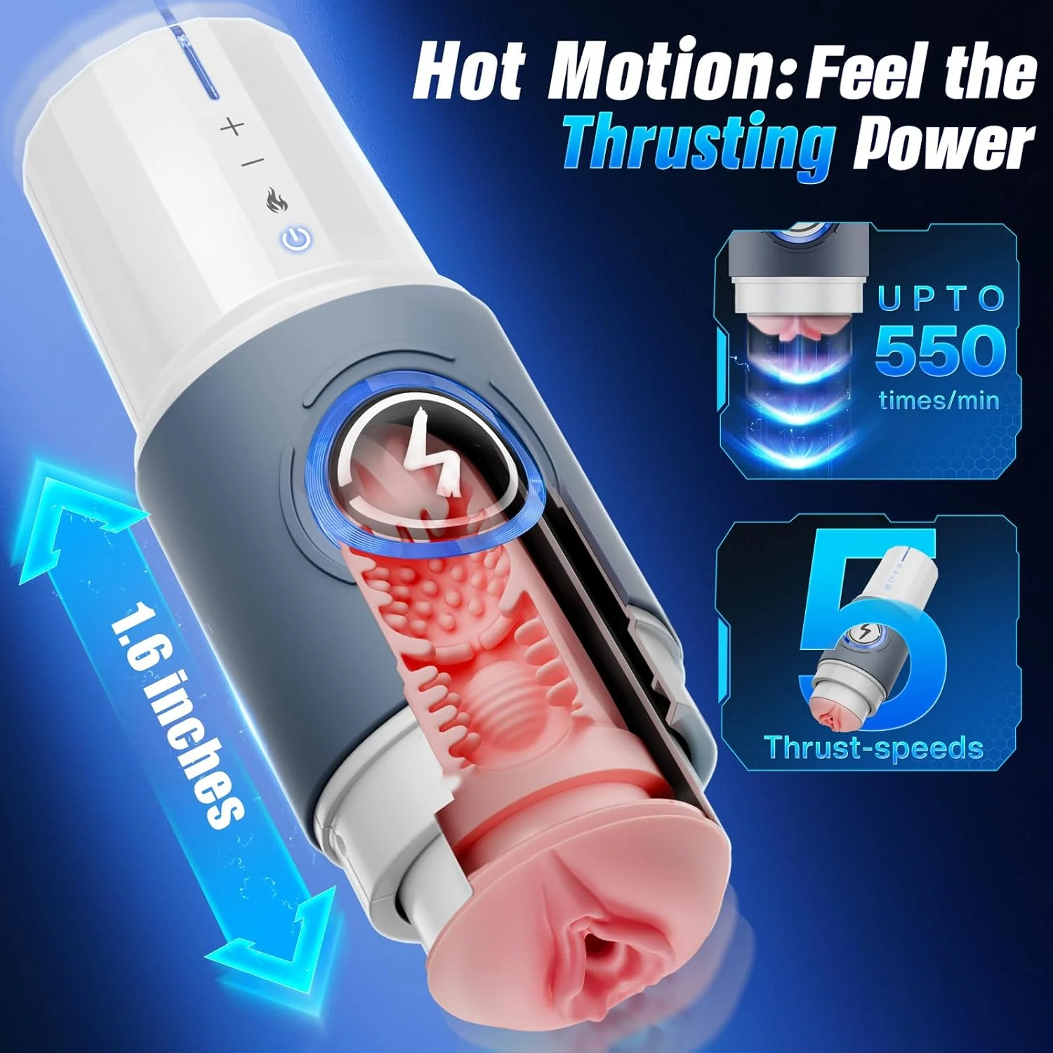 HyperGlide AI App Control Thrusting Heated Pocket Pussy Stroker - Image 2