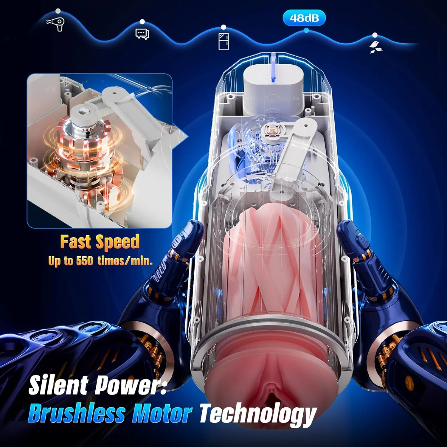 HyperGlide AI App Control Thrusting Heated Pocket Pussy Stroker - Image 5