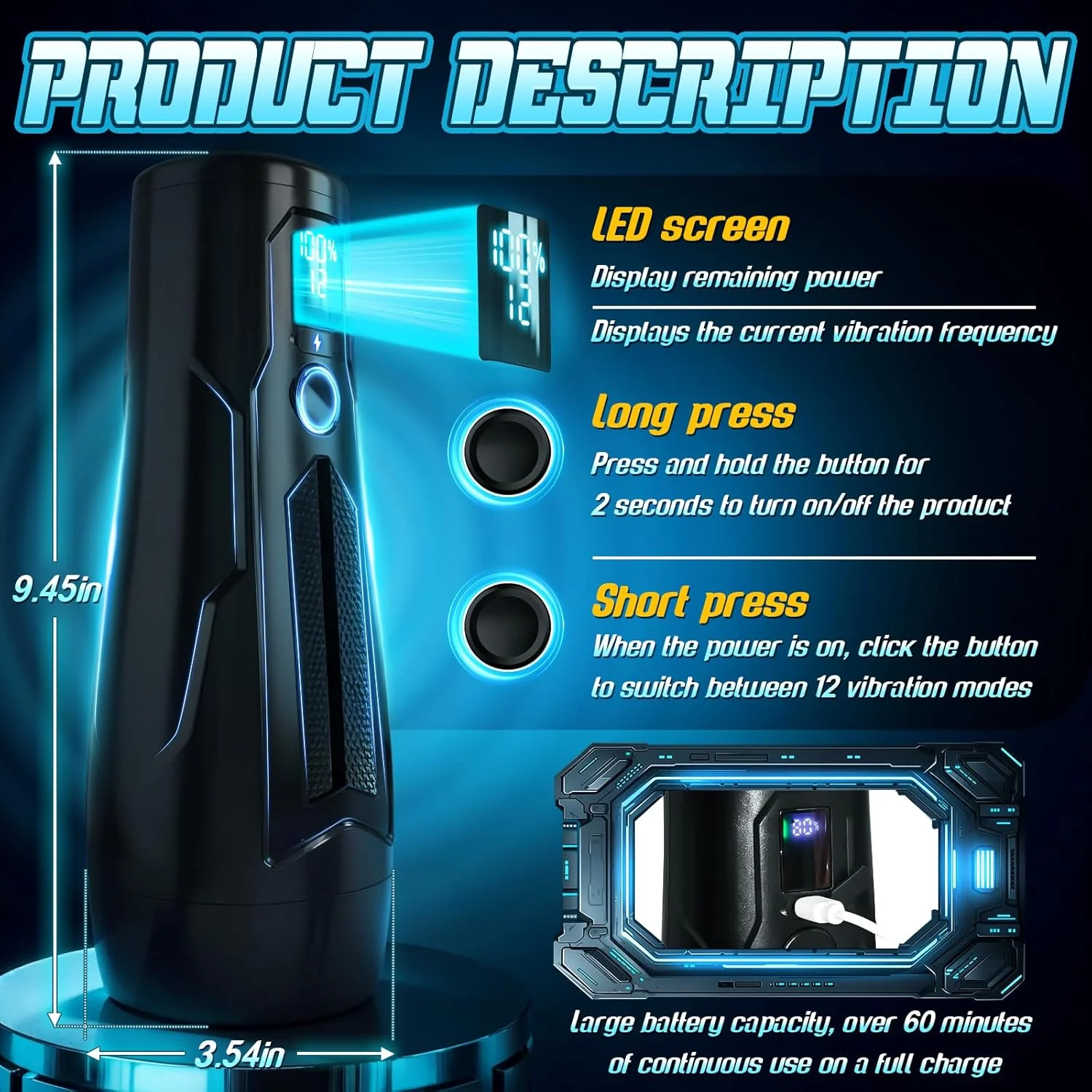 VortexVault Realistic Pocket Pussy 12 Mode Vibrating Stroker - Image 7