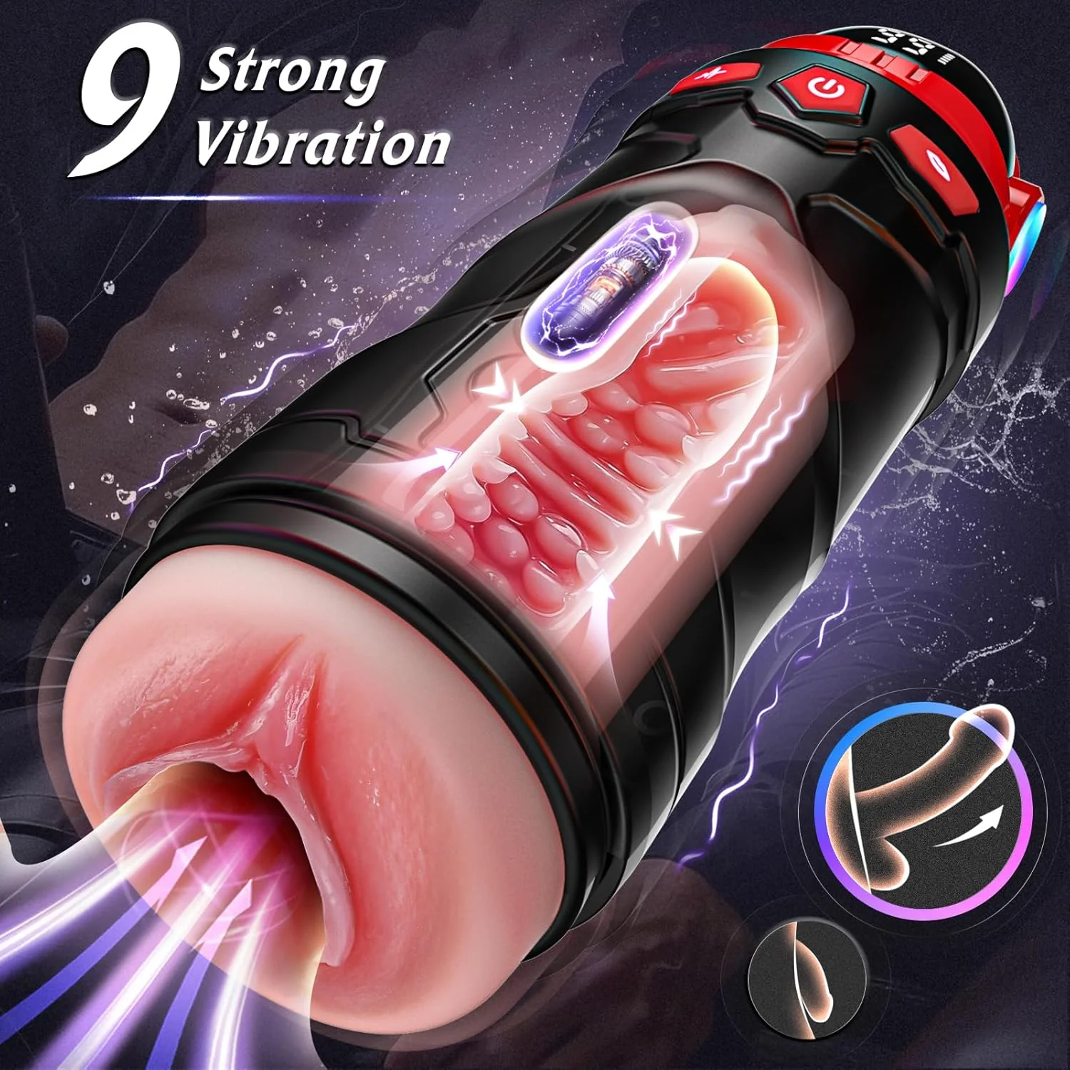 PulseForge Vibrating Penis Pump Stroker with 2 Sleeves - Image 4