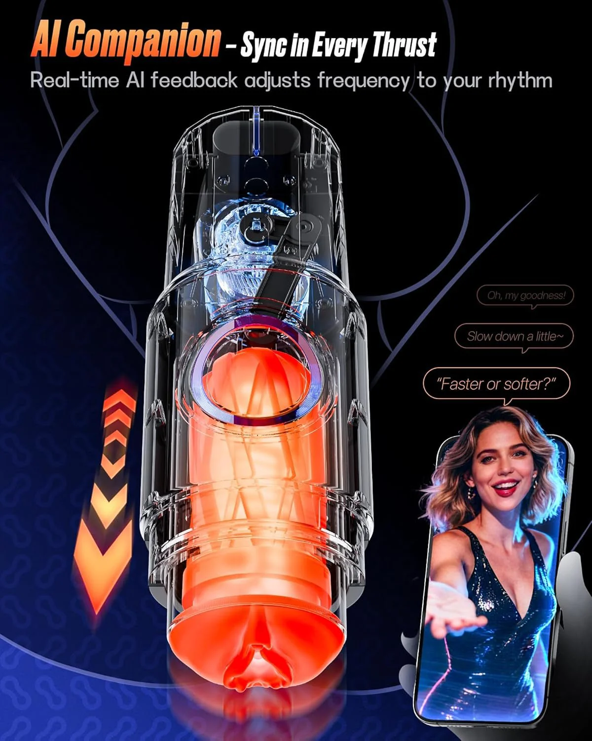 SynthaCore AI App Controlled Thrusting Pocket Pussy 3 Sleeves - Image 6