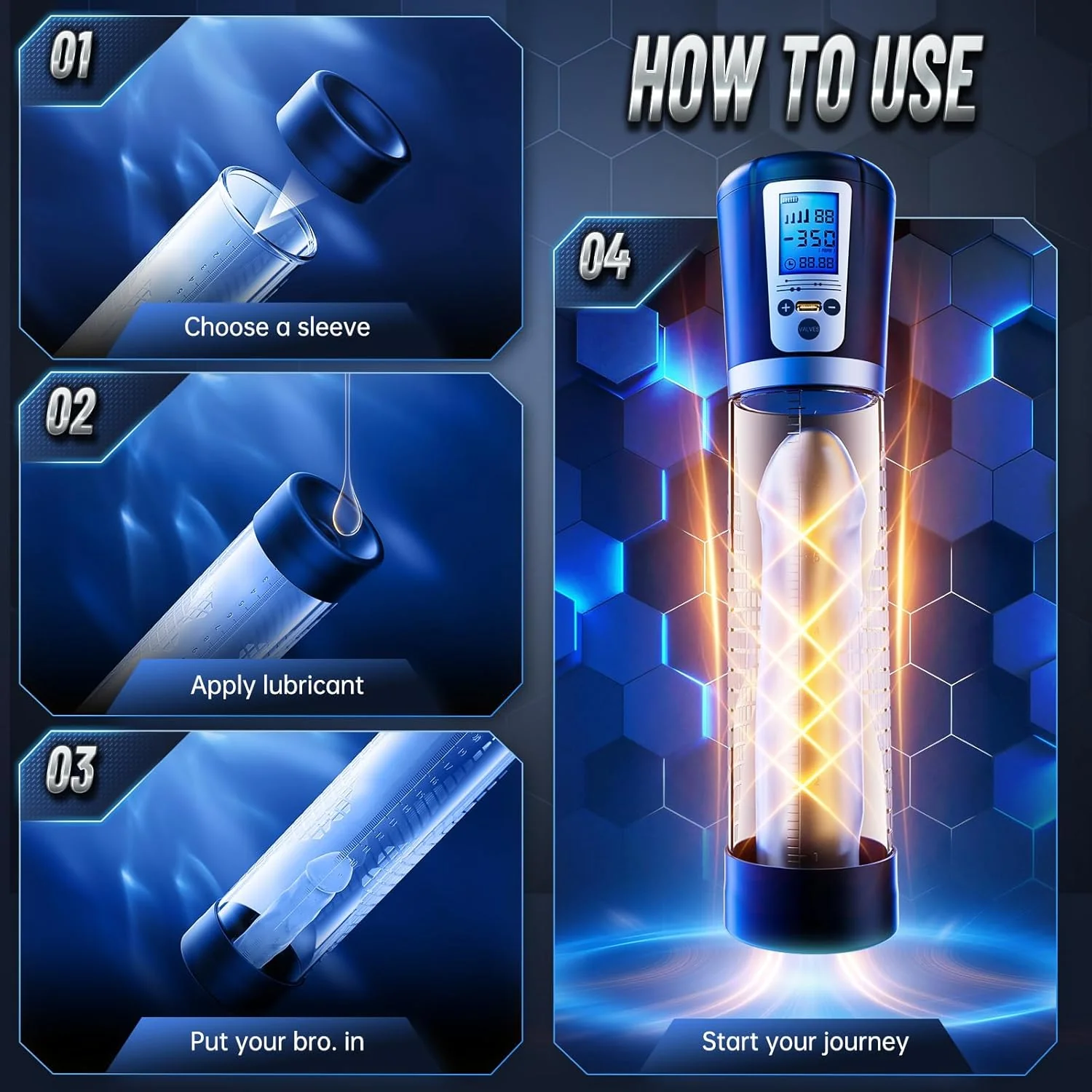 EnduroVac Electric Penis Pump with LED & Rings - Image 4