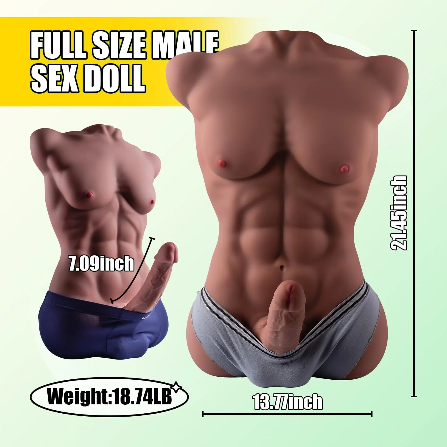 PulseDrive Male Sex Doll Torso with Huge Dildo - Image 3