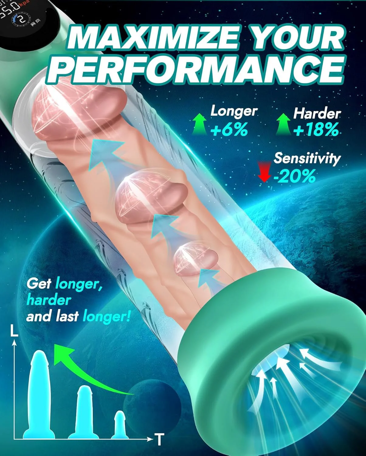 AquaFlux Penis Pump 9 Suction 4 Pressure LCD - Image 3