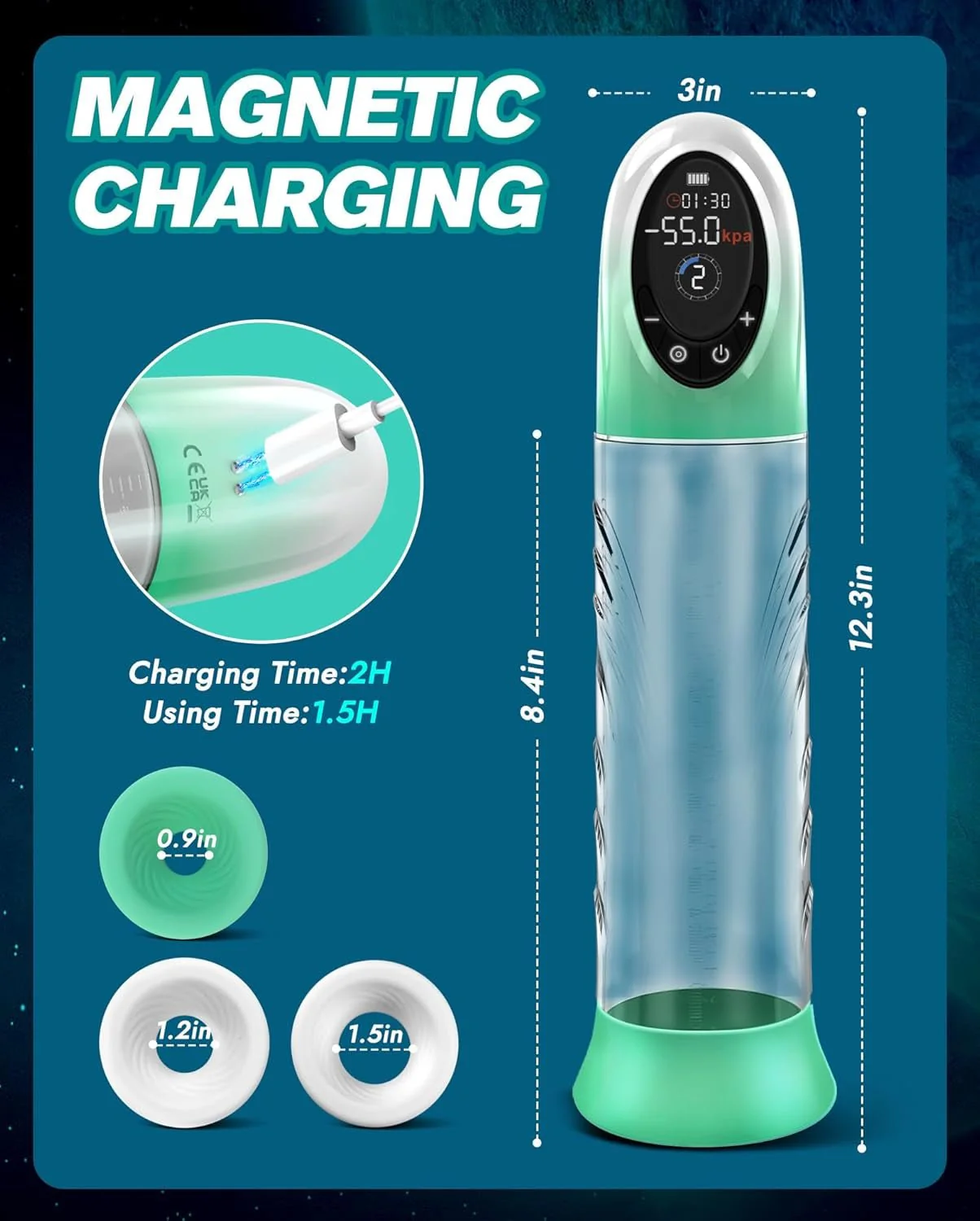 AquaFlux Penis Pump 9 Suction 4 Pressure LCD - Image 8