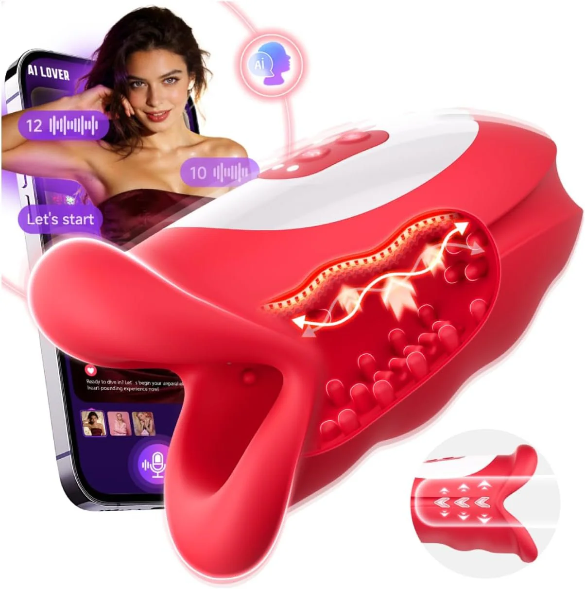 WaveLynx AI Vibrating Male Masturbator 3 Motor 10 Modes