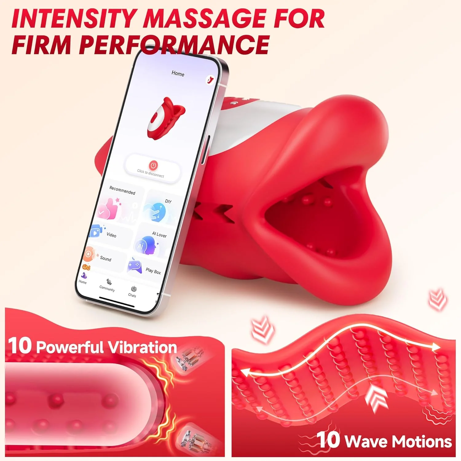 WaveLynx AI Vibrating Male Masturbator 3 Motor 10 Modes - Image 3