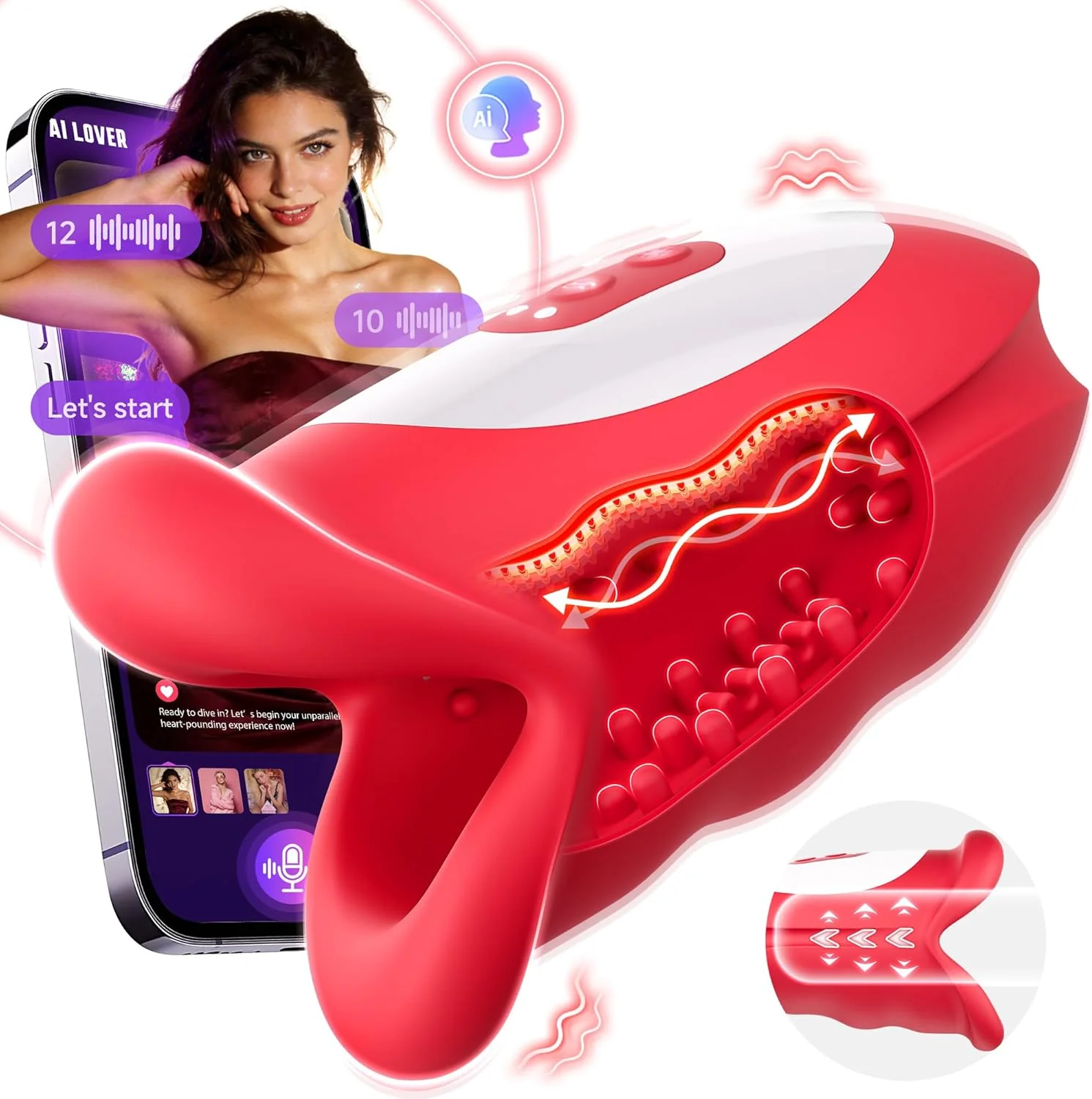 WaveLynx AI Vibrating Male Masturbator 3 Motor 10 Modes - Image 8