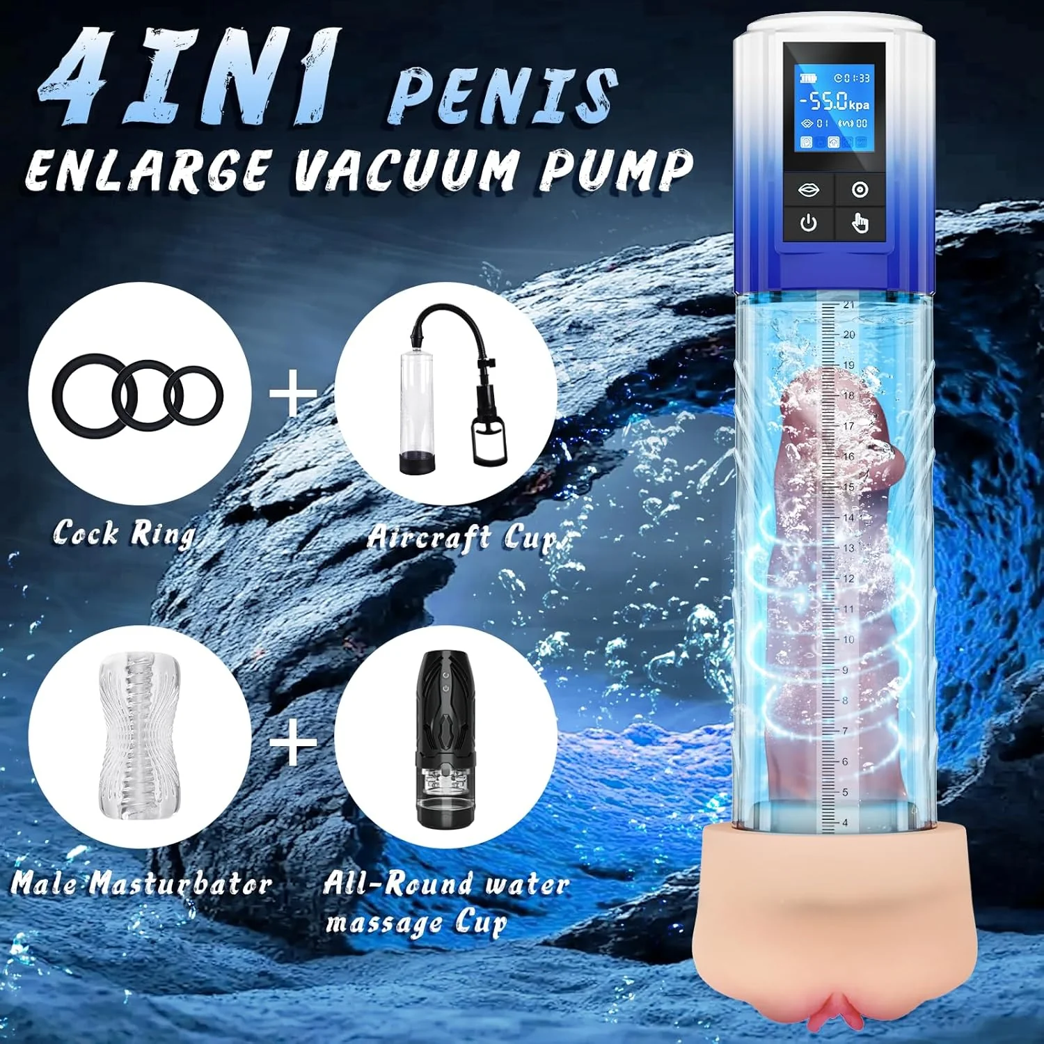 UltraCore Electric Penis Pump 6 Suction LCD Display - Image 2